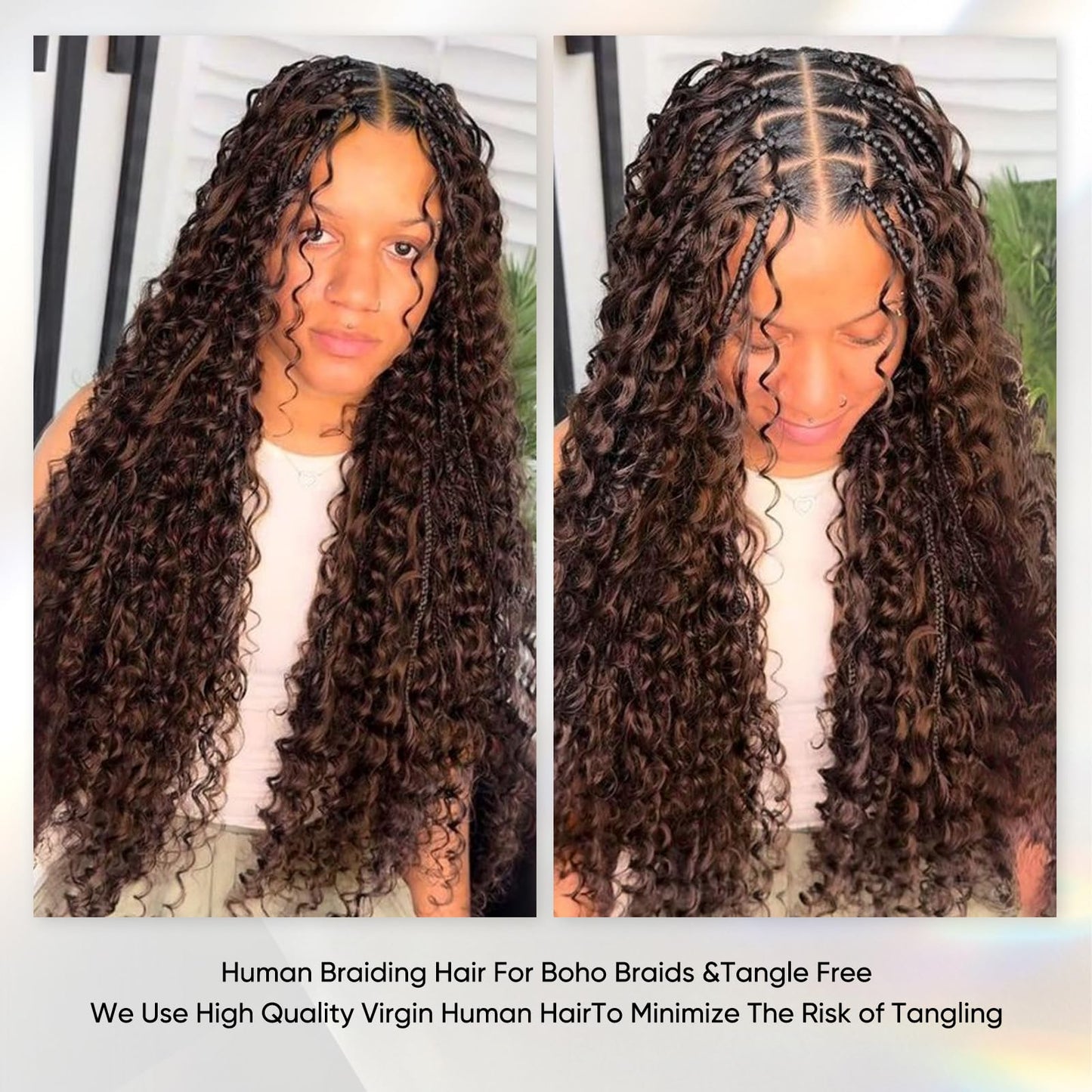 Human Braiding Hair 16 Inch 100g Chocolate Brown Deep Wave Bulk Human Hair for Braiding No Weft Curly Bundles Hair Extensions for Boho Knotless Wet and Wavy Braids (#4)