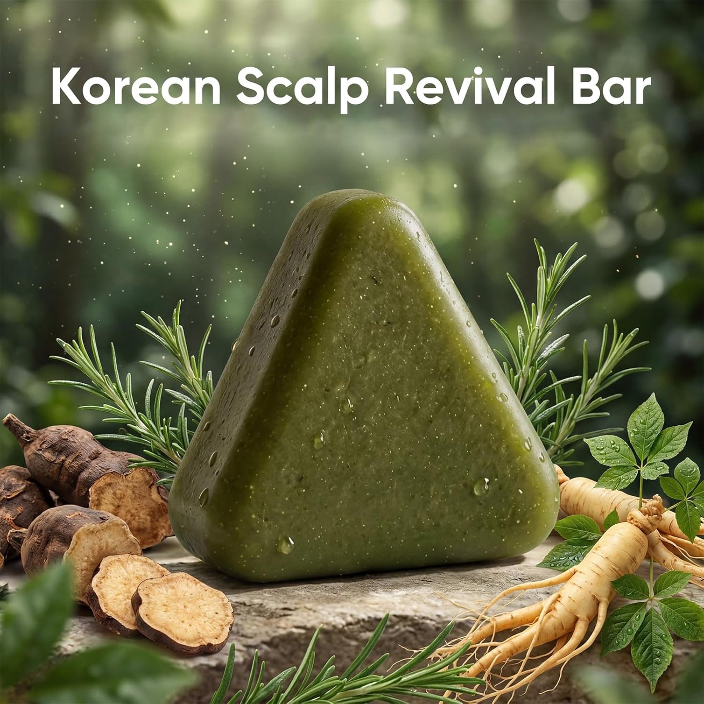 Rosemary Scalp Care Shampoo Bar - Natural Anti-Hair Loss Hydrating Soap for Dry & Oily Scalp | Eco-Friendly Green (1)