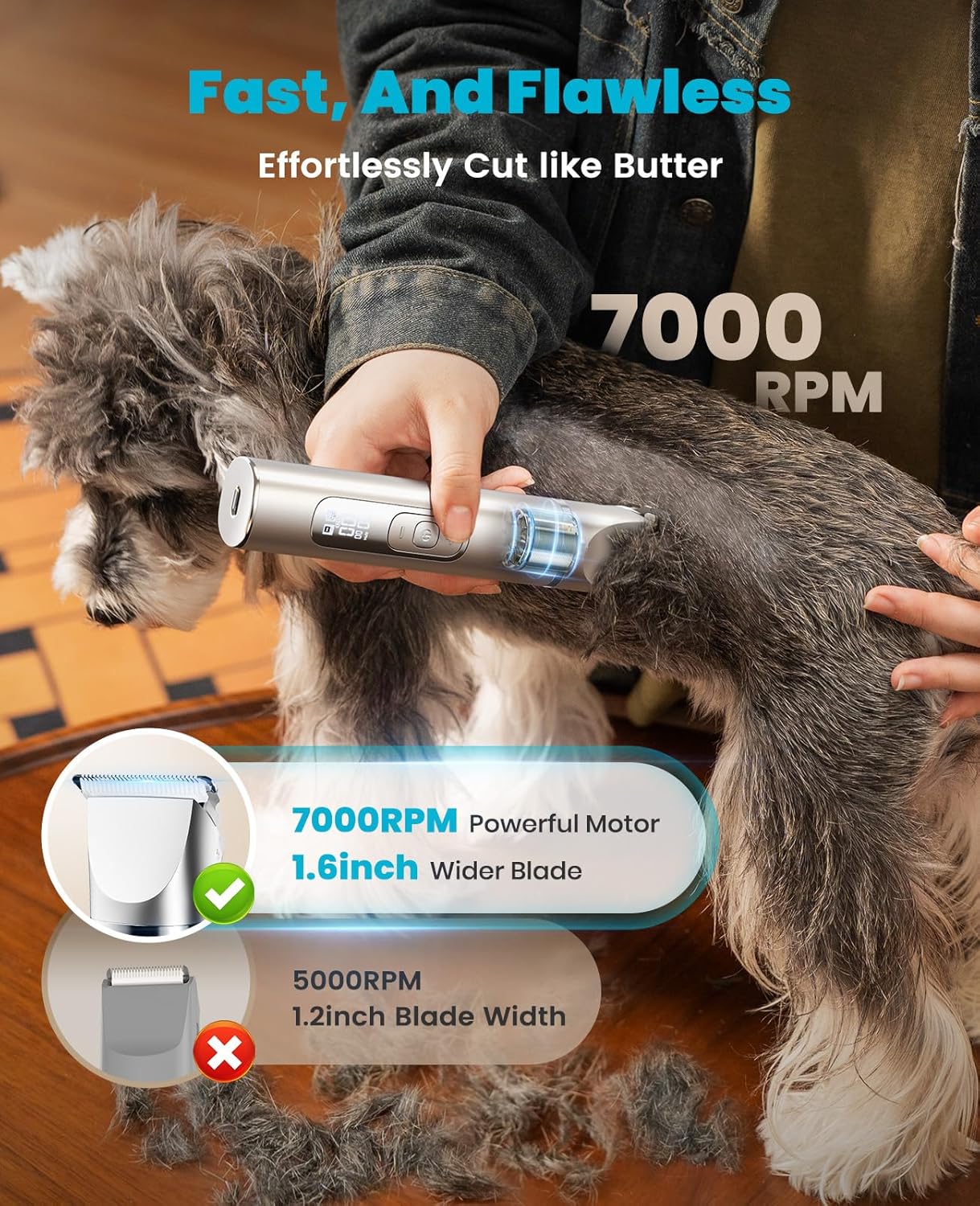 4-In-1 Dog Grooming Kit - LCD Display, Rechargeable Cordless Clippers | Low Noise, Waterproof, Nail Grinder