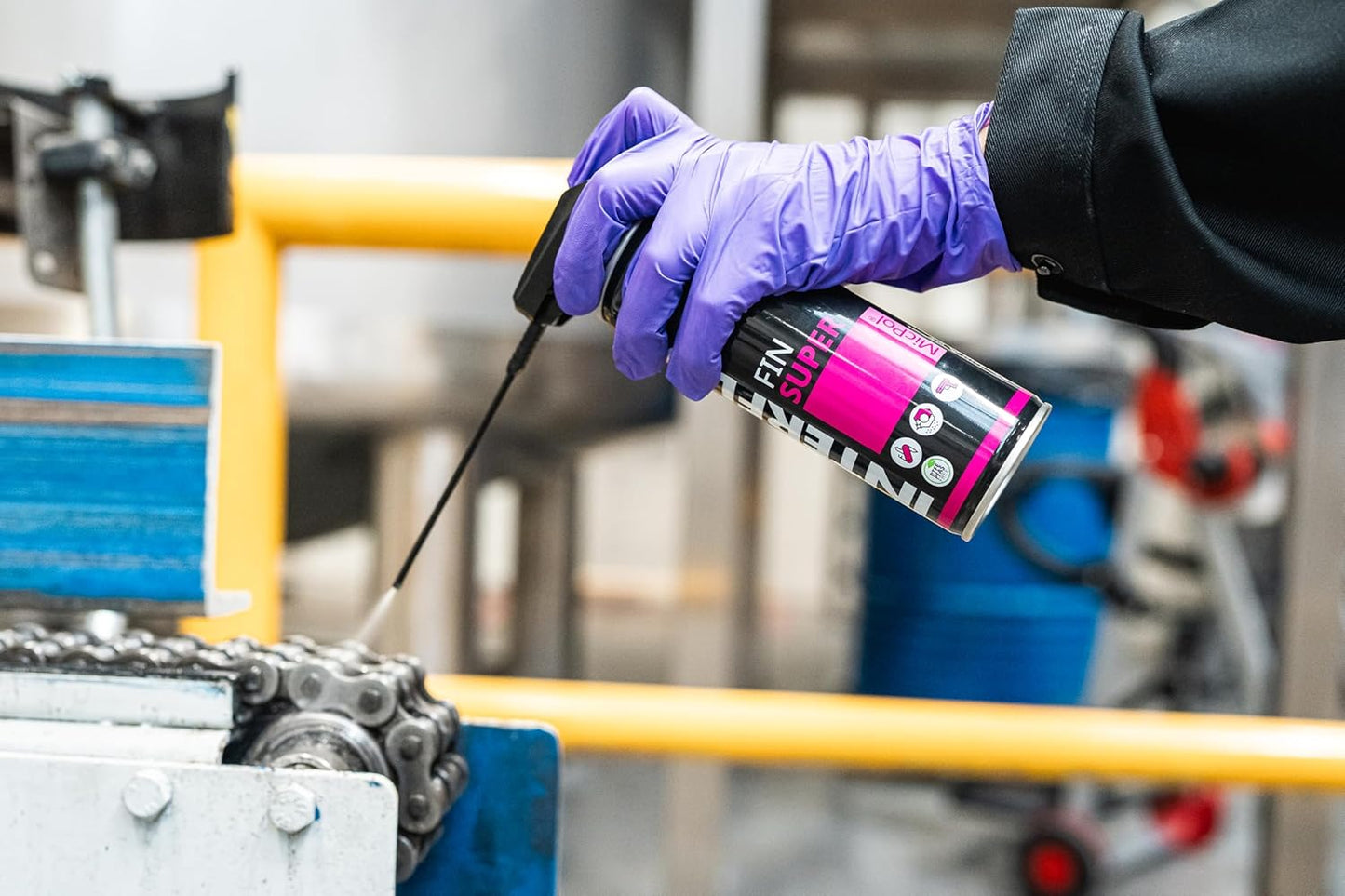 Interflon Fin Super Industrial Oil | Teflon-Free Lubricant Spray for Chains - 300ml Aerosol, Penetrating Dry Film