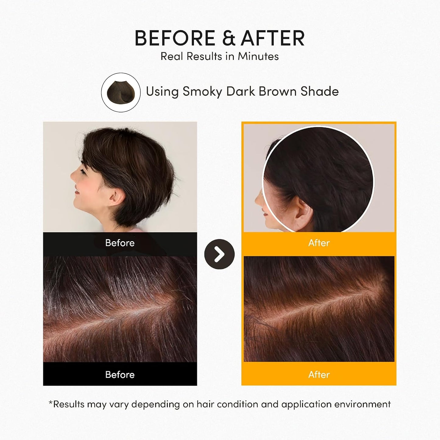 Instant Hair Dye Shampoo Ampoule - Permanent Gray Hair Coverage with Keratin & Collagen | Natural Brown, Paraben-Free, 5-Minute Application