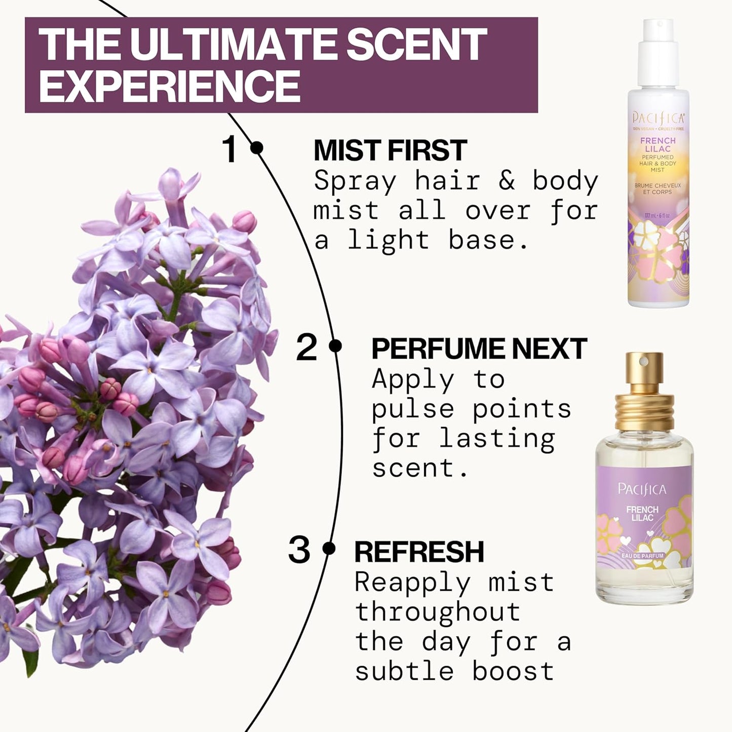 Pacifica French Lilac Spray Perfume - Vegan Floral Fragrance for Women | Fresh-Cut Lilac & Magnolia, 1 oz