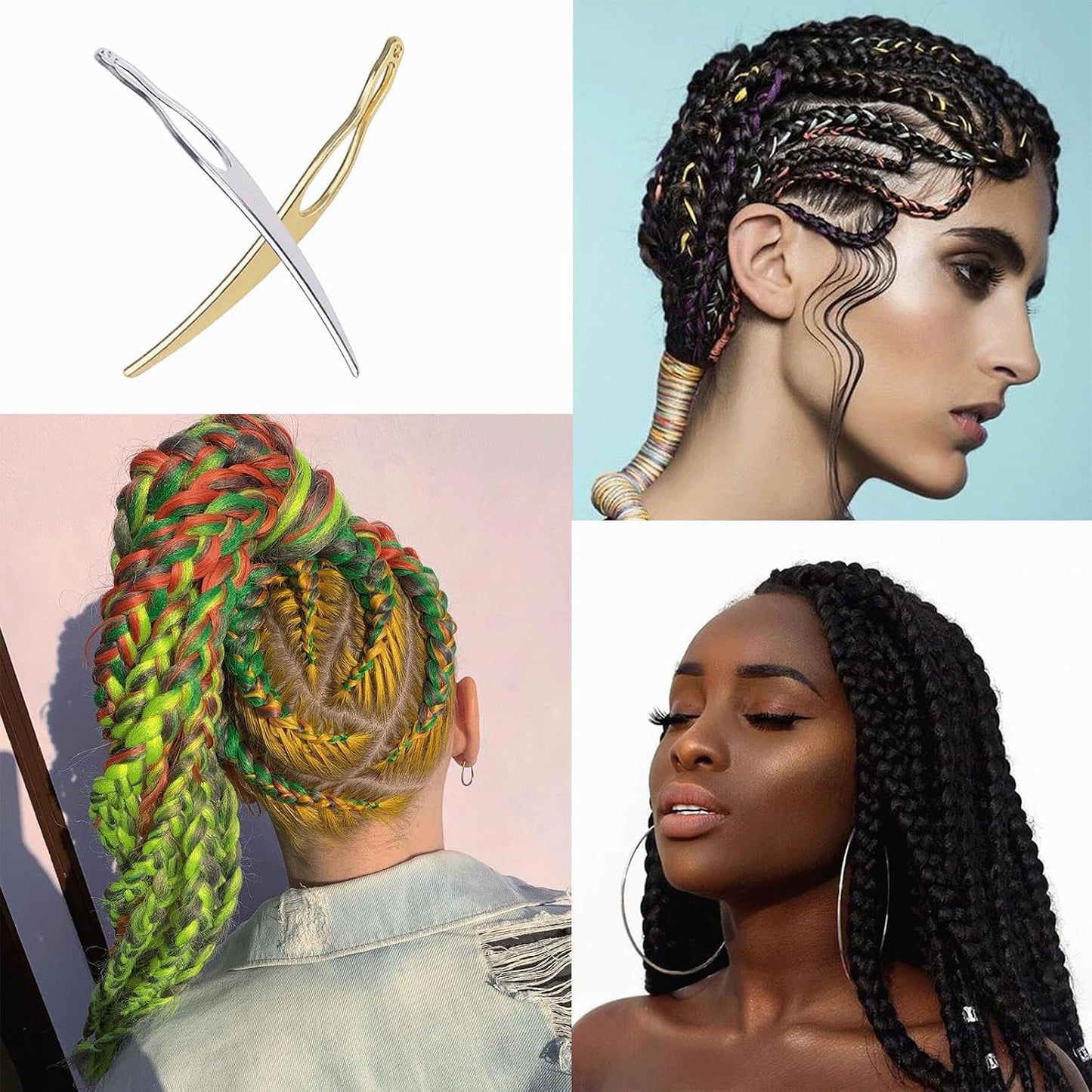 Interlocking Tools for Locs - 8 Pcs Sisterlock & Dreadlock Crochet Needles | Gold & Silver Set