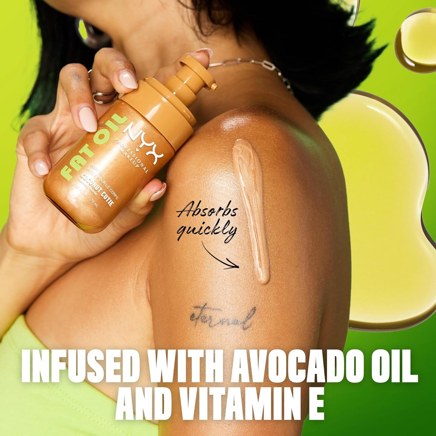 Fat Oil Body Oil - Coconut Scented Moisturizer with Vitamin E | 24HR Hydration & Glowing Skin