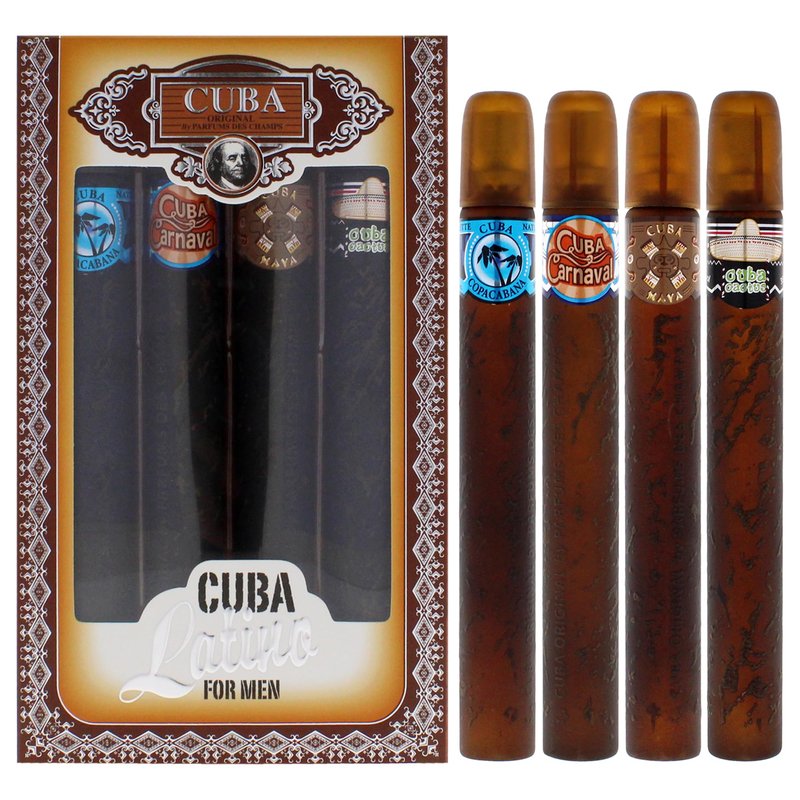 Cuba Latino Collection By Champs For Men. 4 Pc. Gift Set (Contains Eau De Toilette Spray 1.17 Oz / 35 Ml Of Carnaval, Cactus, Maya & Copacabana)