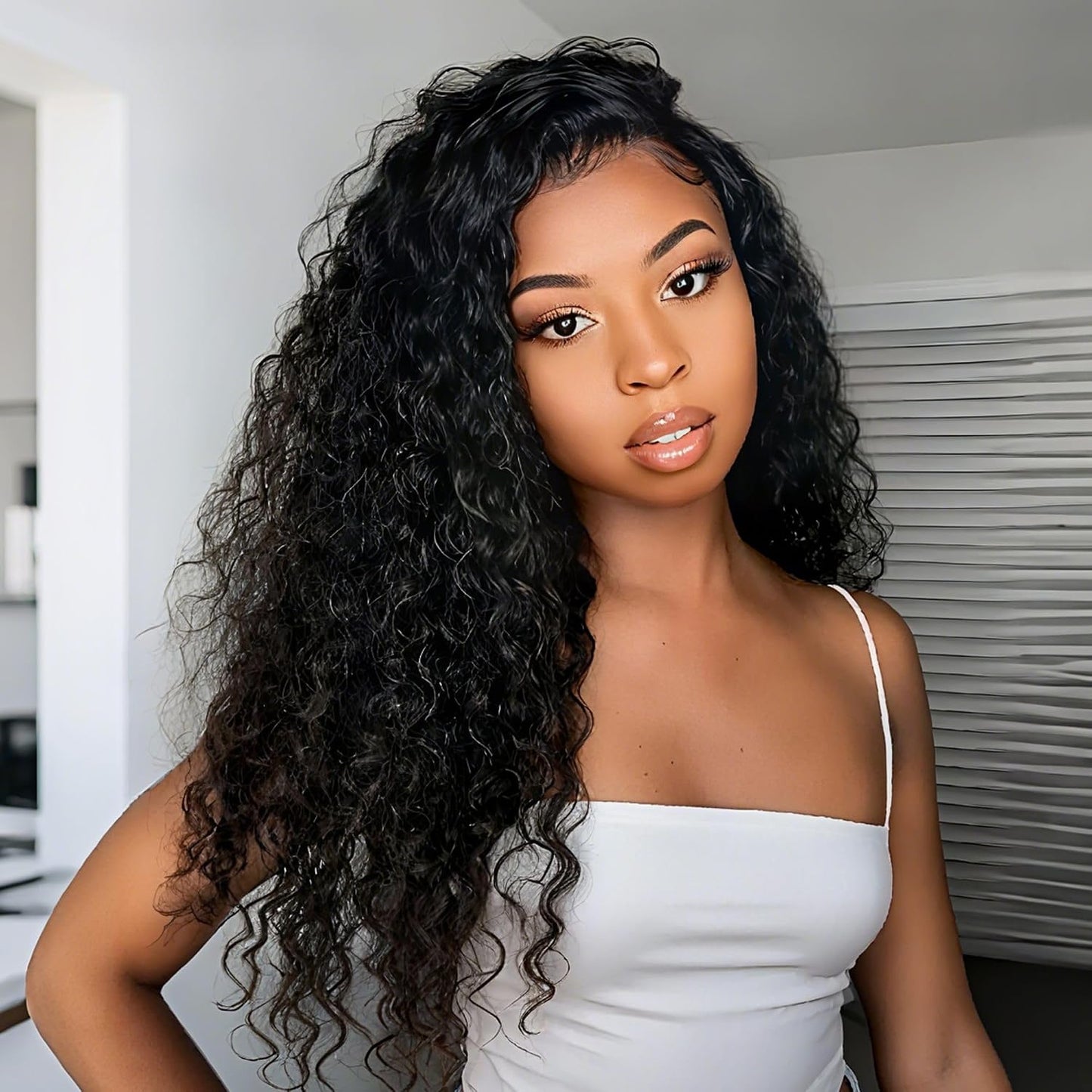 Burmese Curly Half Wig - 200% Density Human Hair | 14-Inch Glueless Flip Over for Black Women
