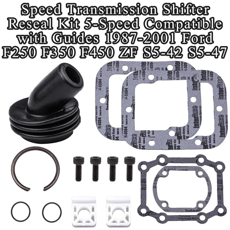 Speed Transmission Shifter Reseal Kit 5-Speed Compatible with Guides 1987-2001 Ford F250 F350 F450 ZF S5-42 S5-47 ZF42-SK1 3/4 and 1 Ton Pickup Trucks Auto Replacement Repair Parts