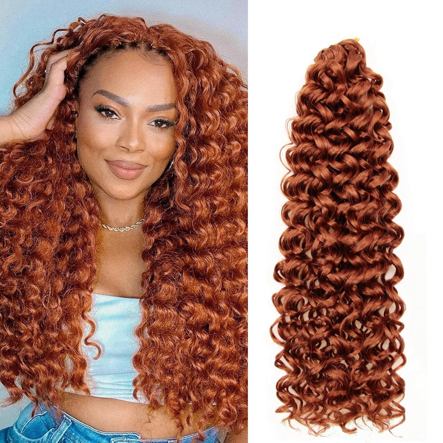Water Wave Crochet Hair Extensions - Blonde Synthetic Bohemian Braids | 14 Inch Deep Wave (27#)