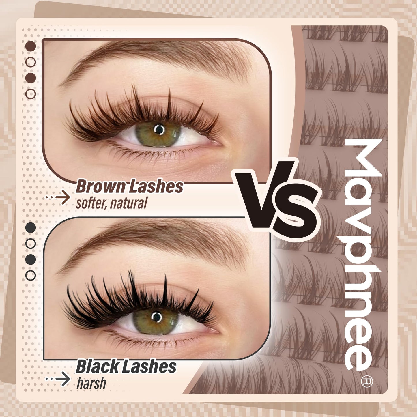 Mavphnee Brown Lash Clusters Wispy Eyelash Extensions Natural Individual Lashes Extension Dark Brown Cluster Lashes 8-16MM Fairy Eyelash Clusters Spiky C-Curly DIY Lash at Home for Everyday Wear