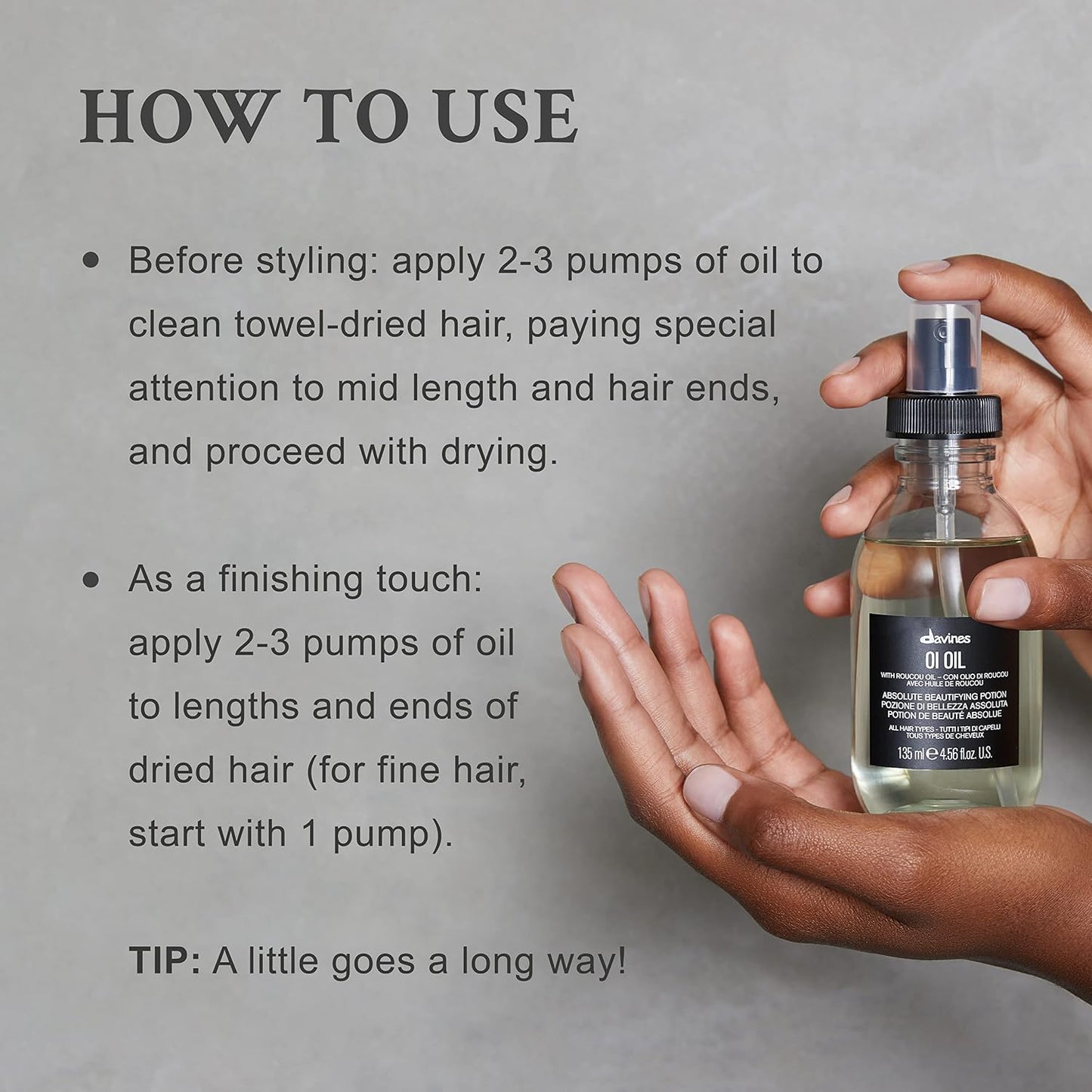 Davines OI Oil - Multi-Function Hair Serum for All Types | Weightless Anti-Frizz & Shine with Roucou Oil