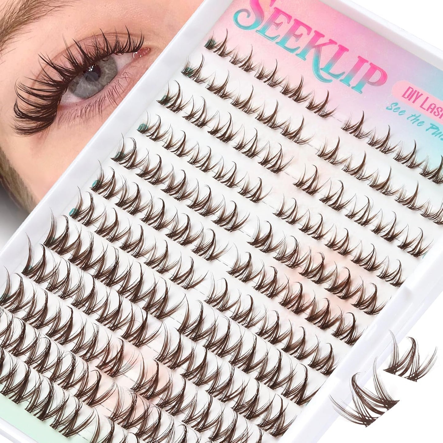 Bunny Lash Clusters - Dark Brown Spiky Doll Individual Lashes | 120 Pcs D Curl 8-16MM for DIY Eyelash Extensions