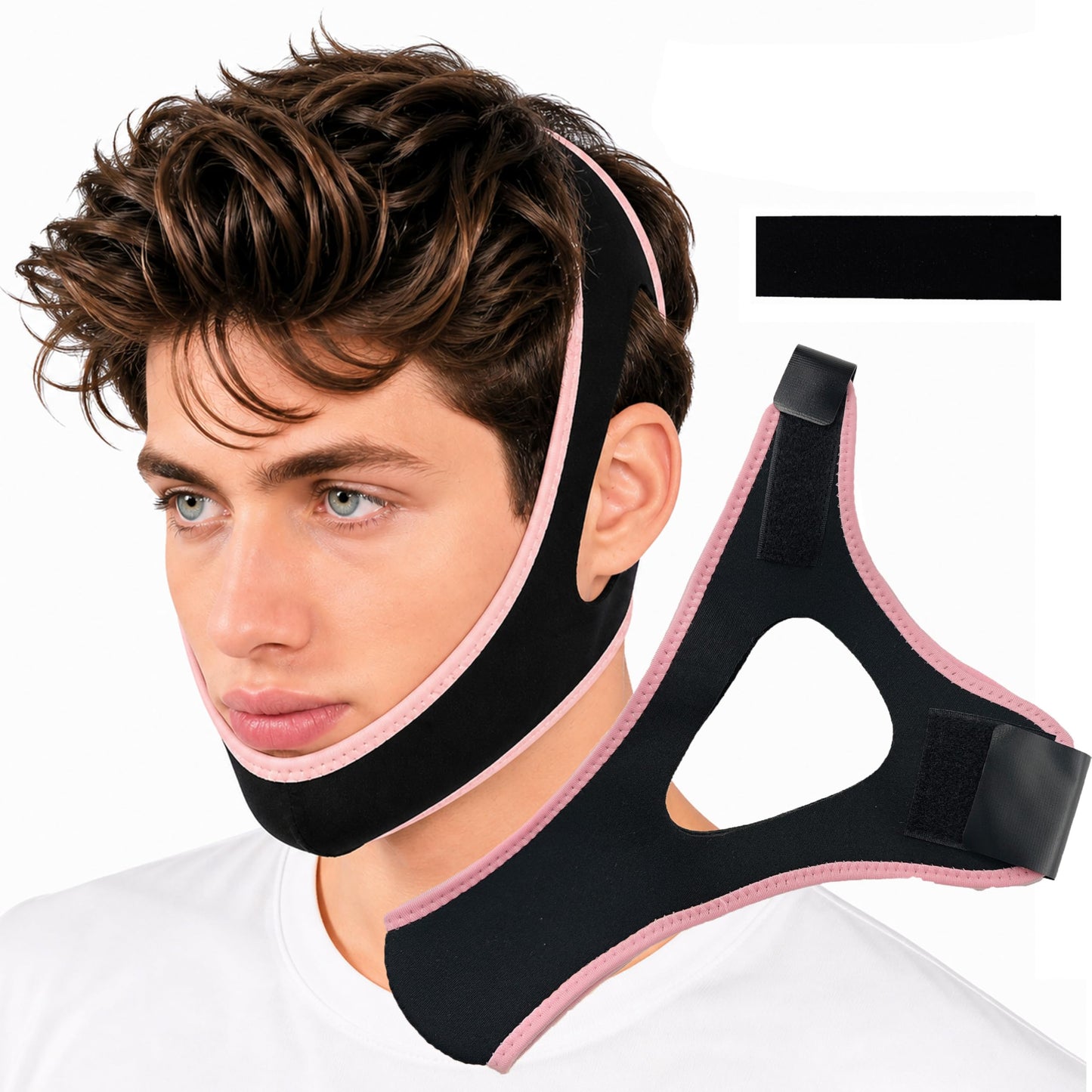 Anti Snoring Chin Strap, Chin Strap for Sleeping, Premium Airflow Jaw Strap, Stop Snoring Chin Strap, Snoring Solution for Men and Women, Breathable Chin Strap, Snoring Chin Strap (Pink)