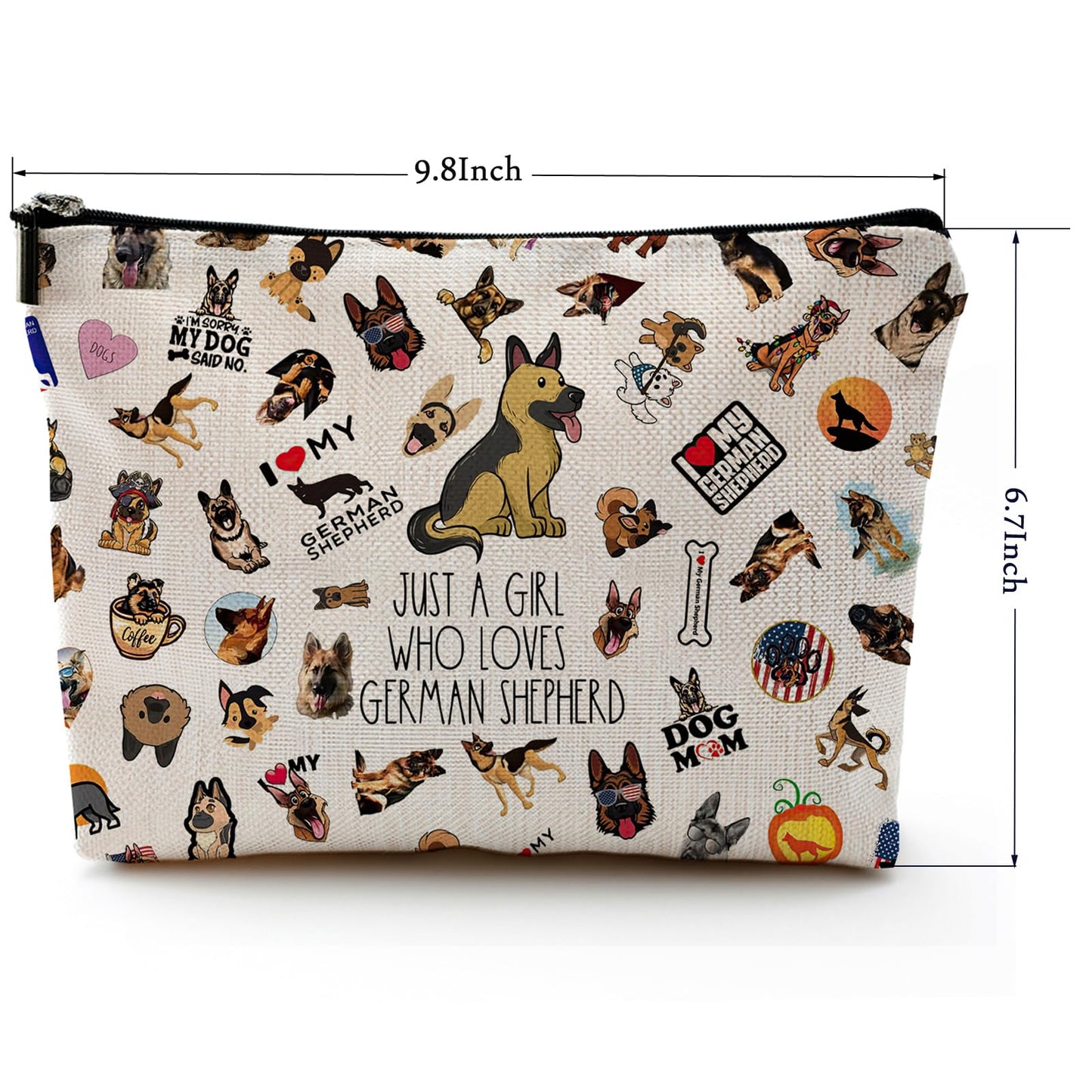 German Shepherd Cosmetic Bag, Funny Makeup Bag for Dog Lovers Women Girls, Shepherd Owner Gifts, Birthday Valentine's Day Gift for Women