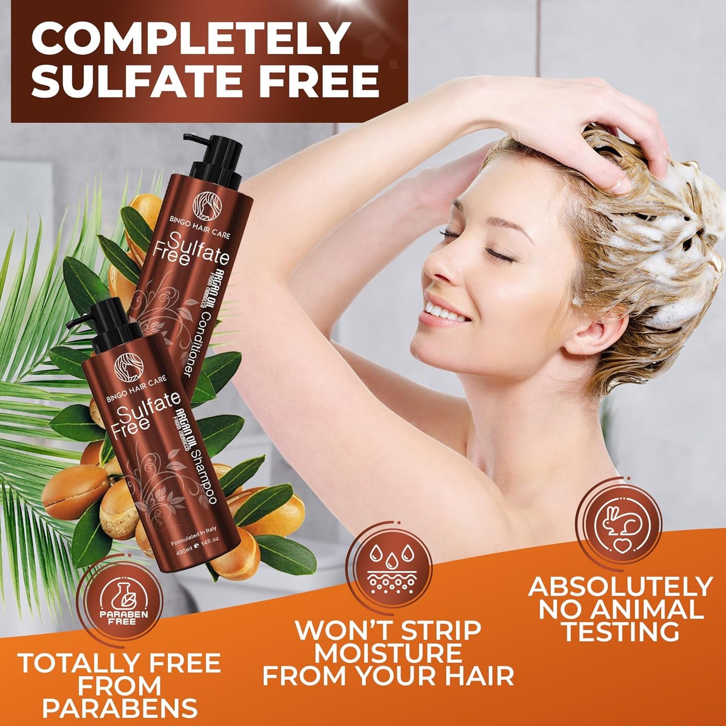 Moroccan Argan Oil Shampoo & Conditioner Set - Sulfate-Free Hydrating Care | Deep Moisturizing for Color & Curly Hair