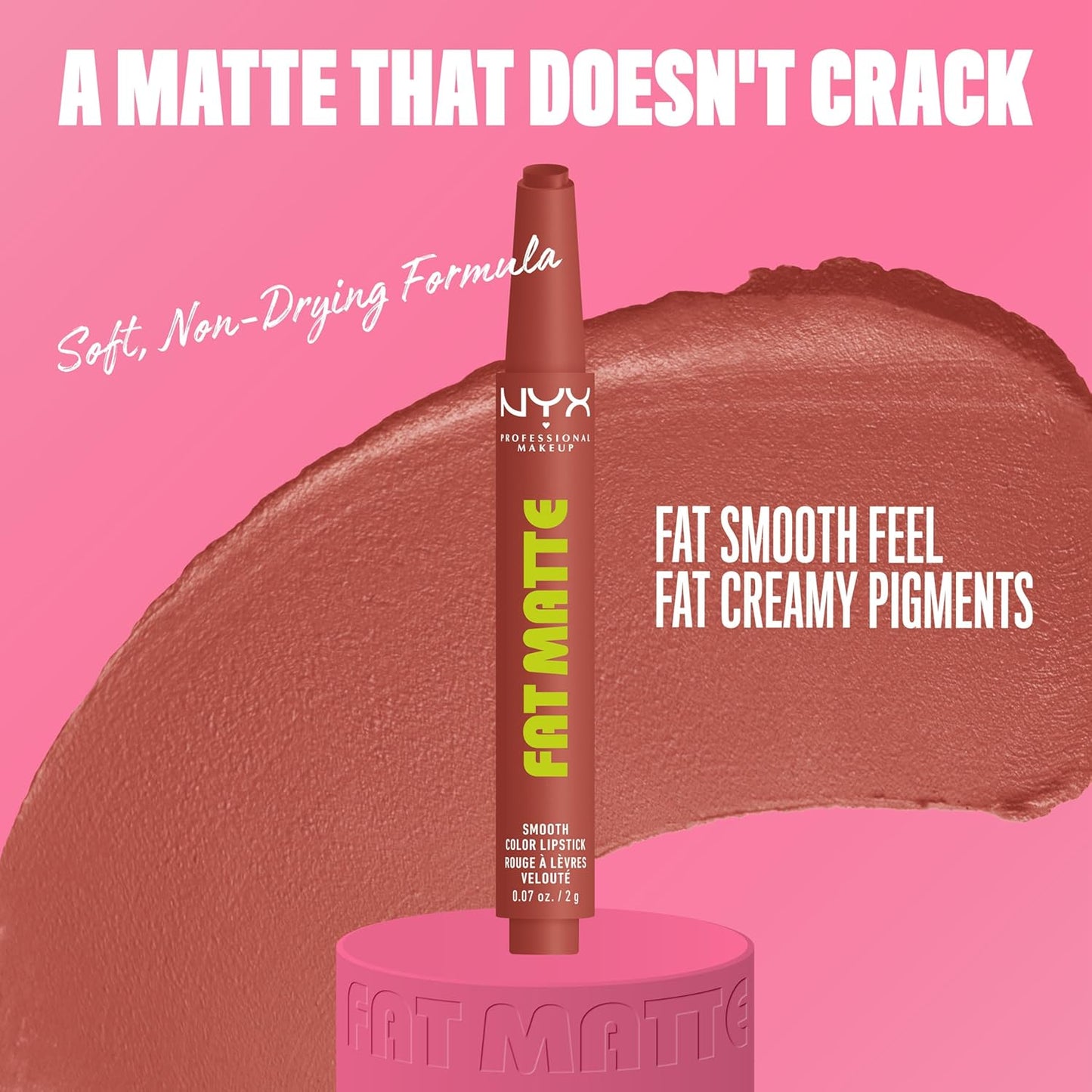 NYX Fat Matte Lipstick - Pigmented, Smoothing & Non-Drying Lip Crayon | Long-Lasting Vegan Lip Makeup - Rose Robe (Rose Nude)