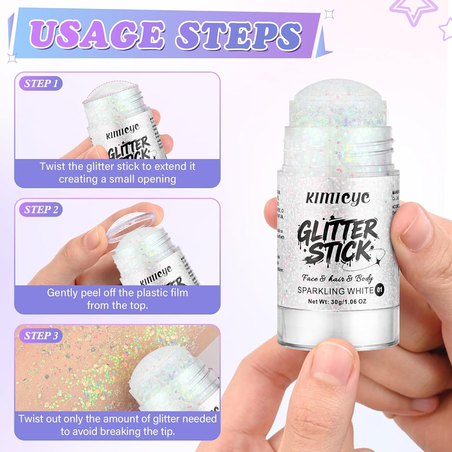 Holographic Glitter Stick for Face & Body - Sparkling Mermaid Sequins | 1.06 oz