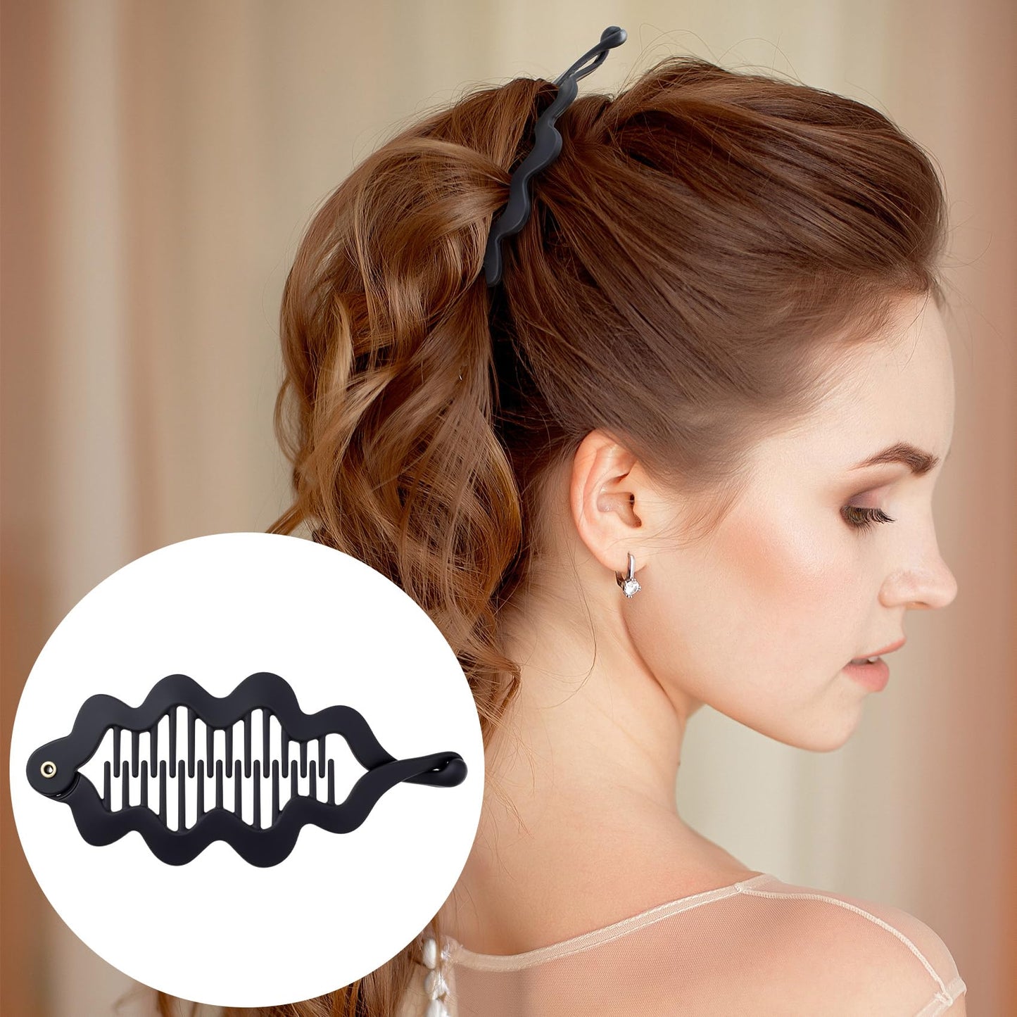Alpinleux 4 Pcs Small Banana Clips for Thin Hair, Banana Clips for Wowen Hairclips Claw Barrettes Fashion Thick Thin Summer Hair Accessories Beach Curl Black Aesthetic Volume Root Ponytail Hair Clips