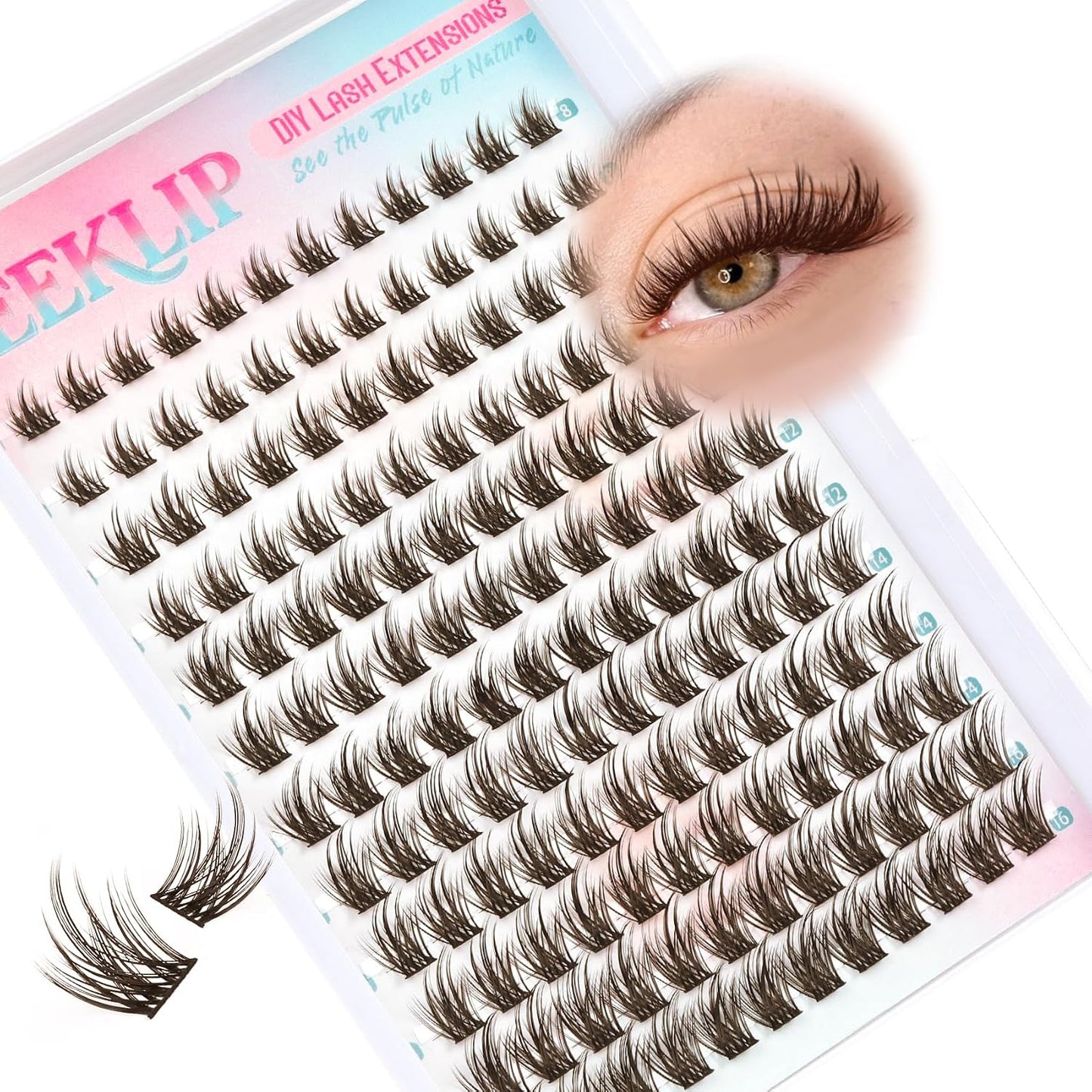 Bunny Lash Clusters - Dark Brown Spiky Doll Individual Lashes | 120 Pcs D Curl 8-16MM for DIY Eyelash Extensions