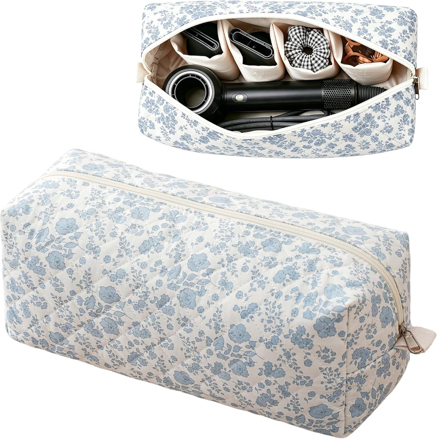 Quilted Hair Tool Travel Bag - Portable Organizer for Hair Dryer & Curling Iron | Large Capacity, Ideal for Travel