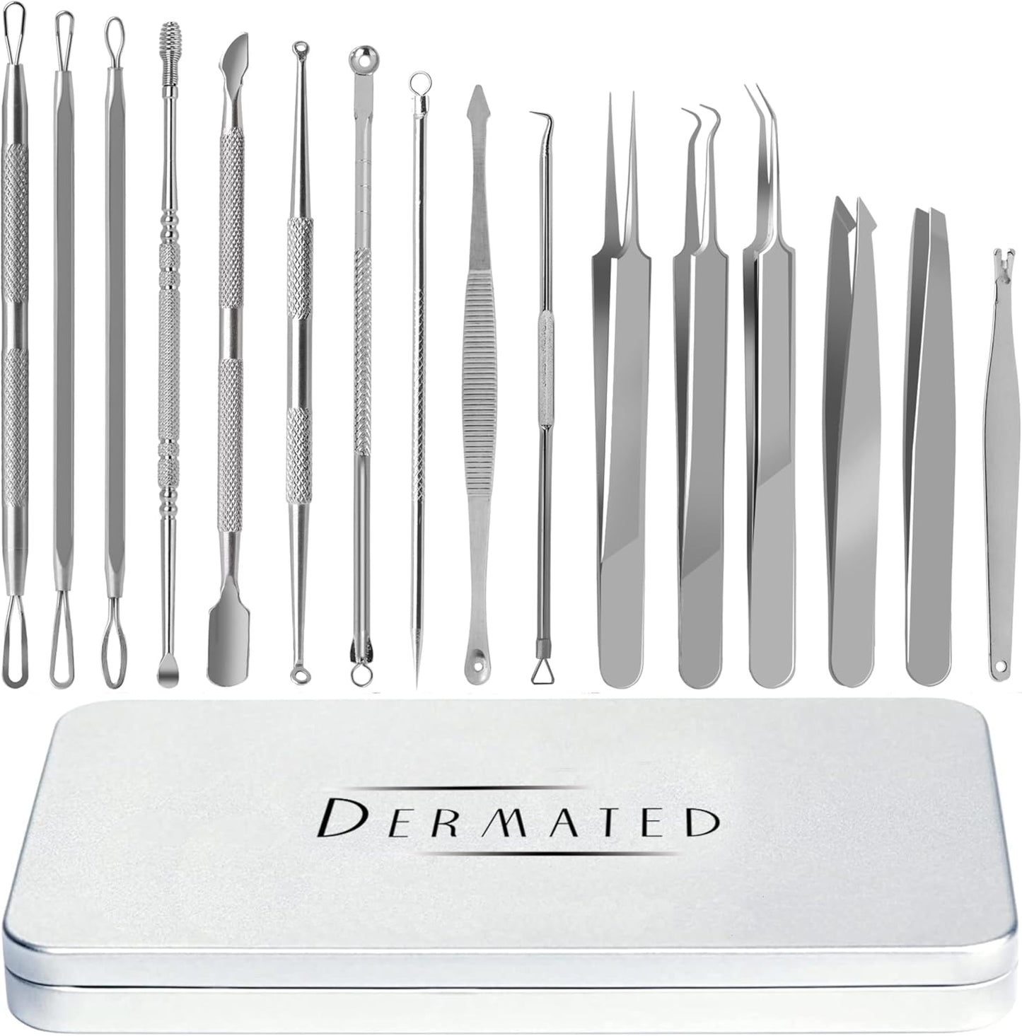 Blackhead Remover Tool Kit - 16 Pcs Stainless Steel Pimple Extractor Set for Acne, Comedones & Whiteheads