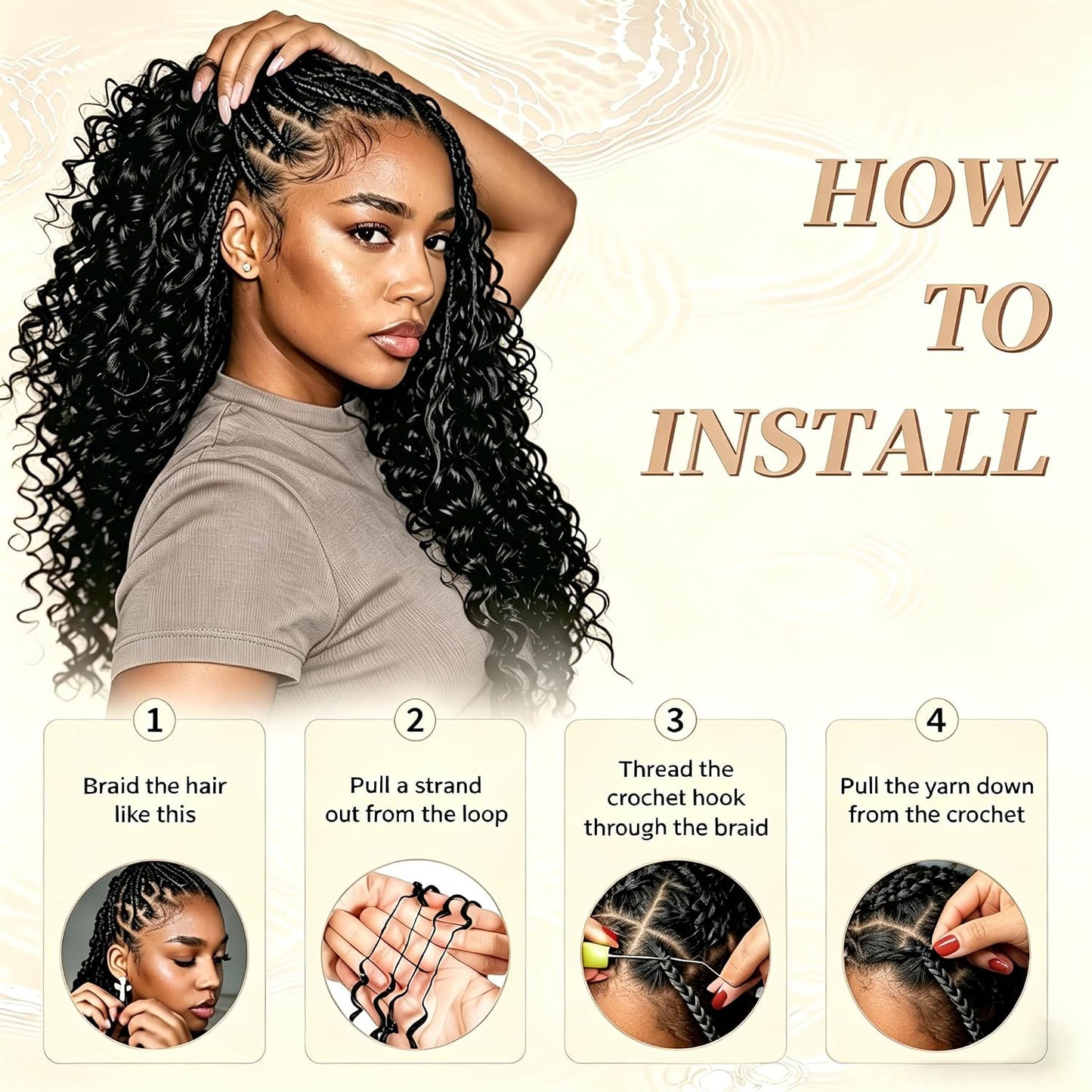 Miracle Knots Crochet Hair for Black Women - 100 Strands Curly Synthetic Hair, 18 Inch, Knotless Natural Black