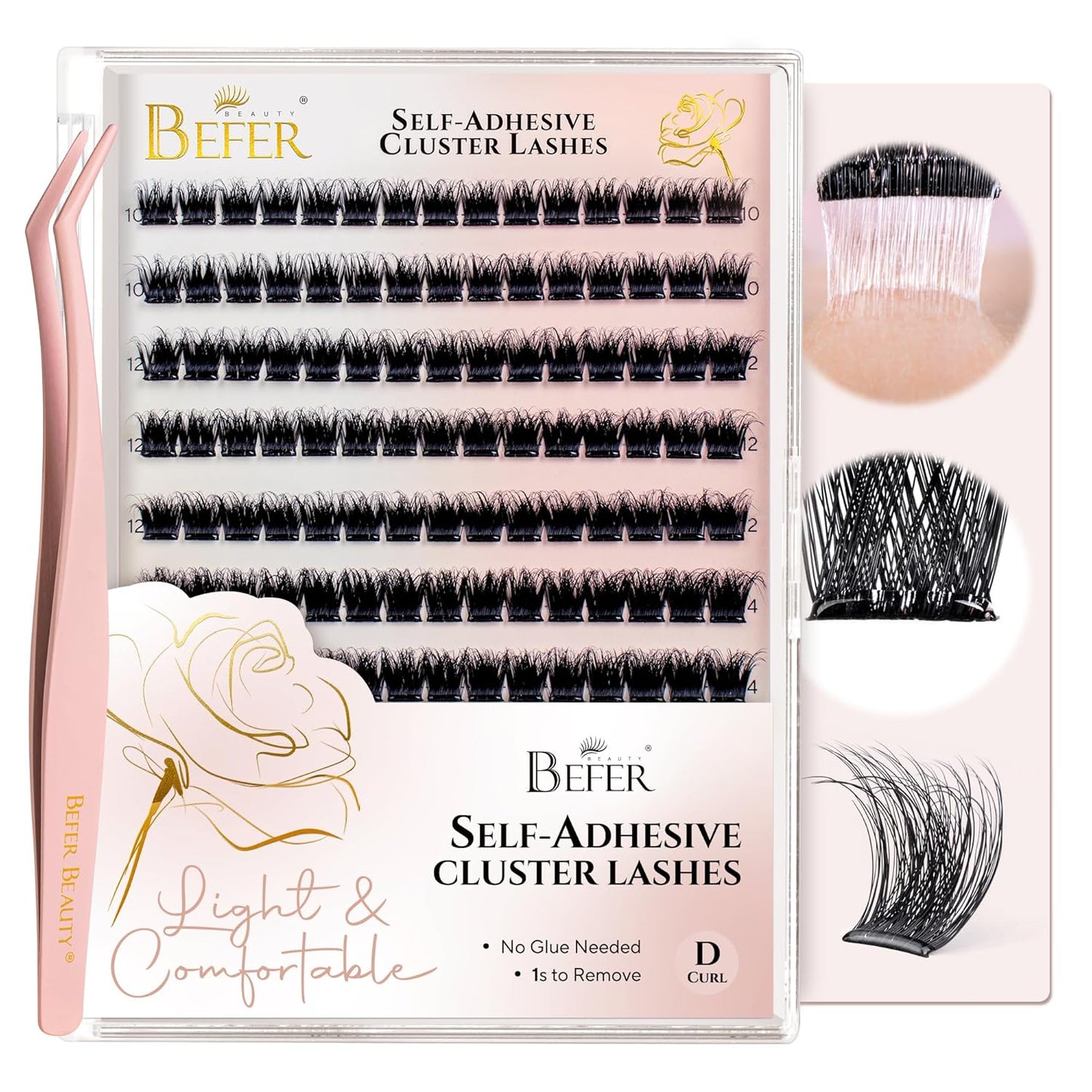 Self-Adhesive Eyelash Clusters - D Curl 10-16MM | Natural Look, Reusable & Easy DIY Application