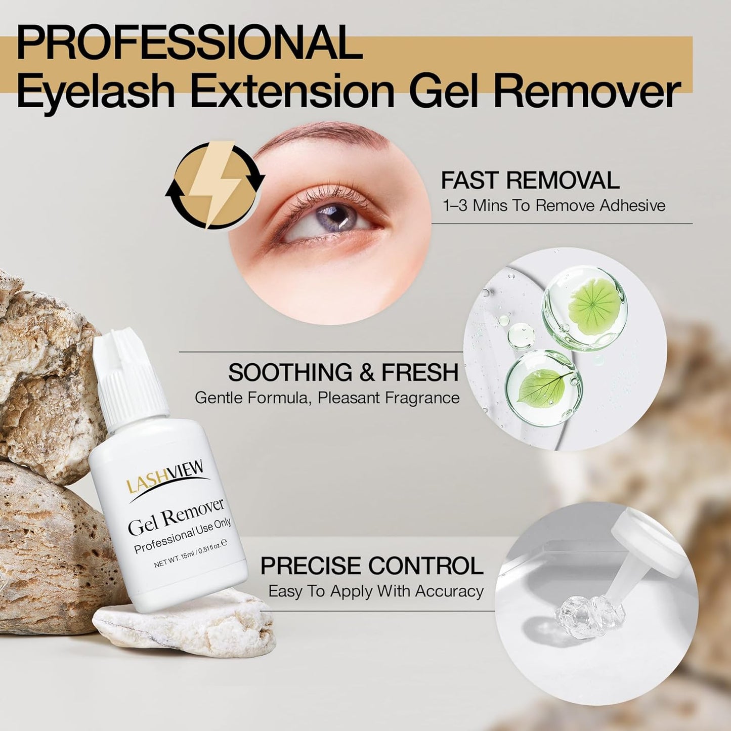 Sensitive Lash Remover Gel for Lash Extensions - Clear 15ml | Gentle Formula for Easy Removal