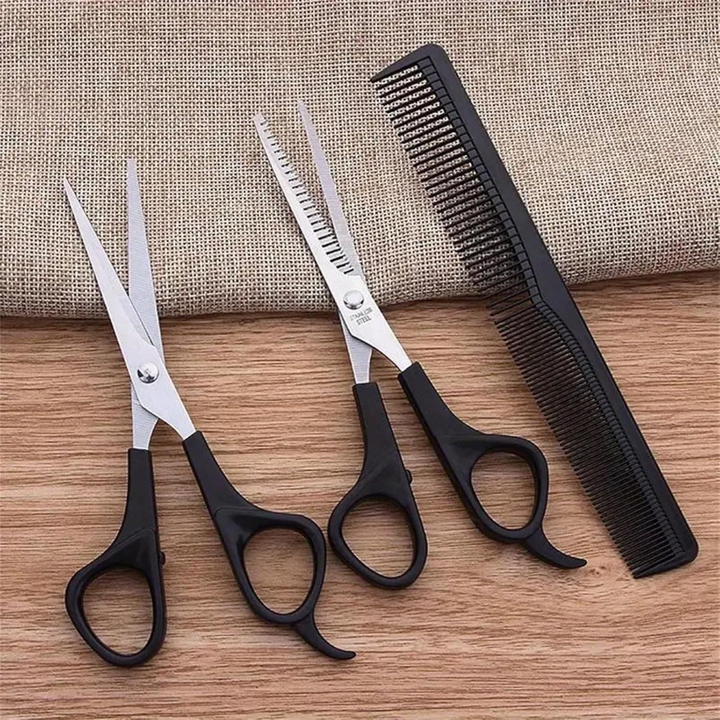 3-Piece Hair Cutting Scissors Set - 6.5-Inch Stainless Steel Shears for Men, Women & Pets | Includes Thinning Shears & Comb