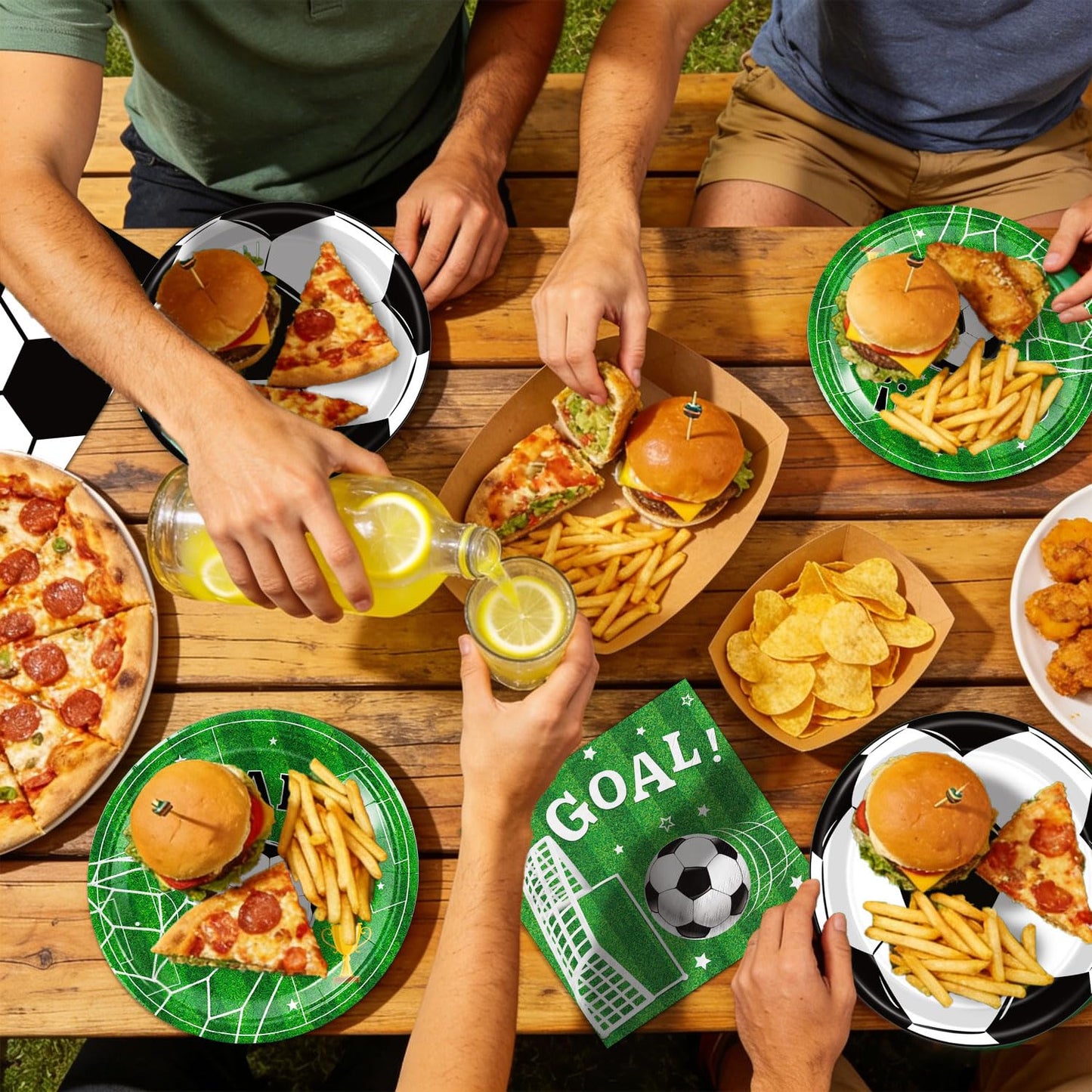 LINHAXM Soccer Plates and Napkins, Disposable Paper 9-Inch Plates and Napkins, Soccer Party Supplies for Sports Birthday Party Decorations, Serves 24