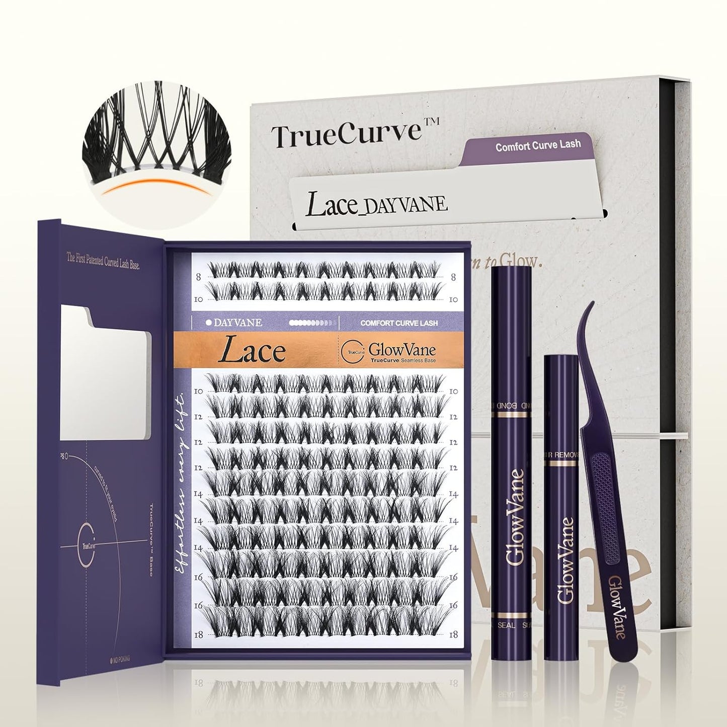 Lash Clusters Kit - Wispy D Curl Eyelash Extensions | 0.03mm, 8-18mm, DIY Individual Clusters with Bond & Seal