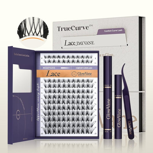 Lash Clusters Kit - Wispy D Curl Eyelash Extensions | 0.03mm, 8-18mm, DIY Individual Clusters with Bond & Seal