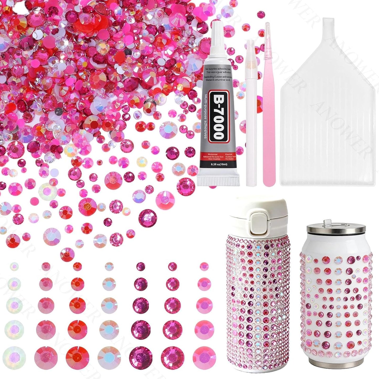 Mixed Light Color Resin Flatback Rhinestones - 16,000 Pcs for Crafting & DIY Projects | 2-6mm Gems for Makeup & Tumblers