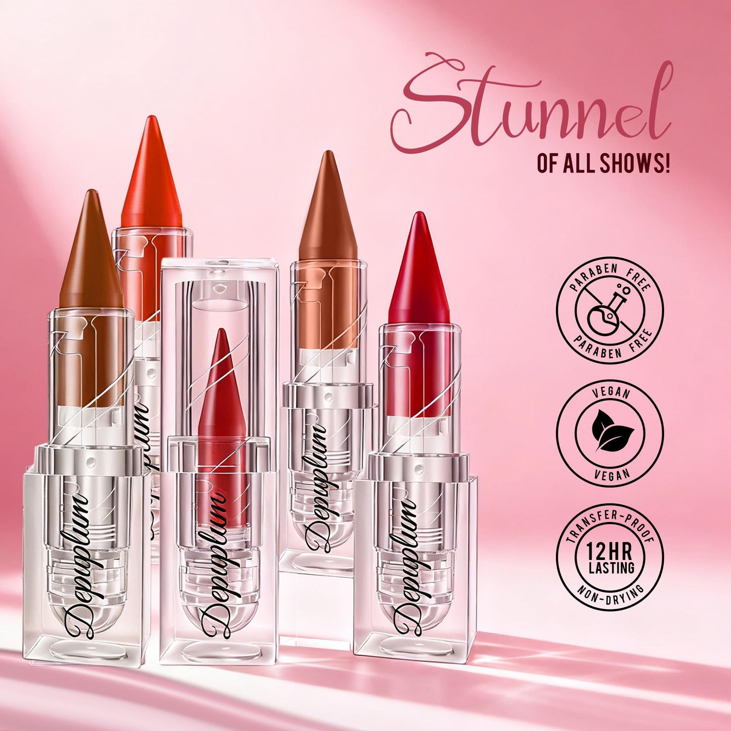Depuplum Orange Red Lipstick Gradient Matte Lipsticks Lip Liner Combo for Women Waterproof Long Lasting Lip Stick Lip Liner and Lipstick Combo for Mother's Day, E5