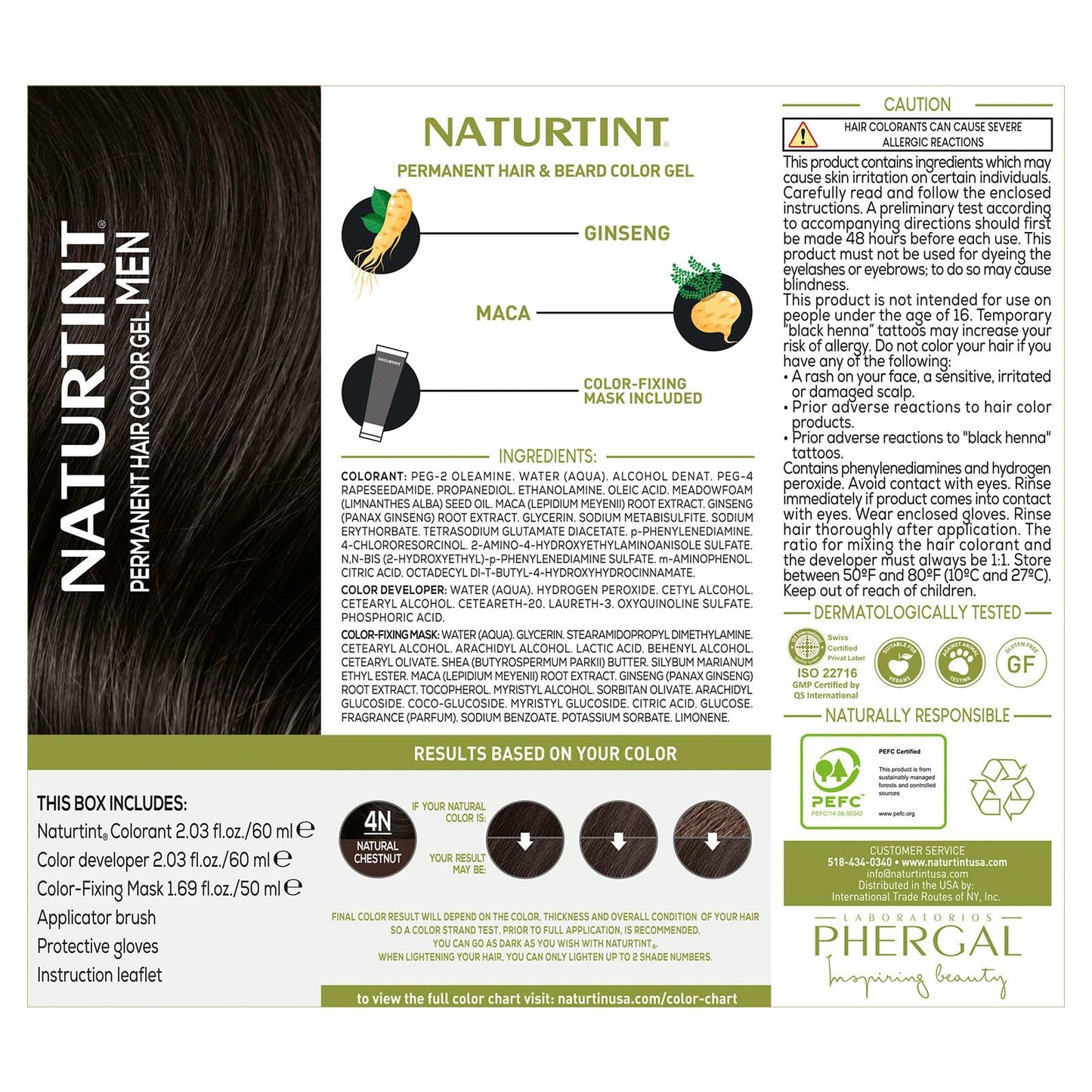 Naturtint Mens Permanent Hair Color for Hair Beard and Mustache (4N Men's Natural Chestnut)