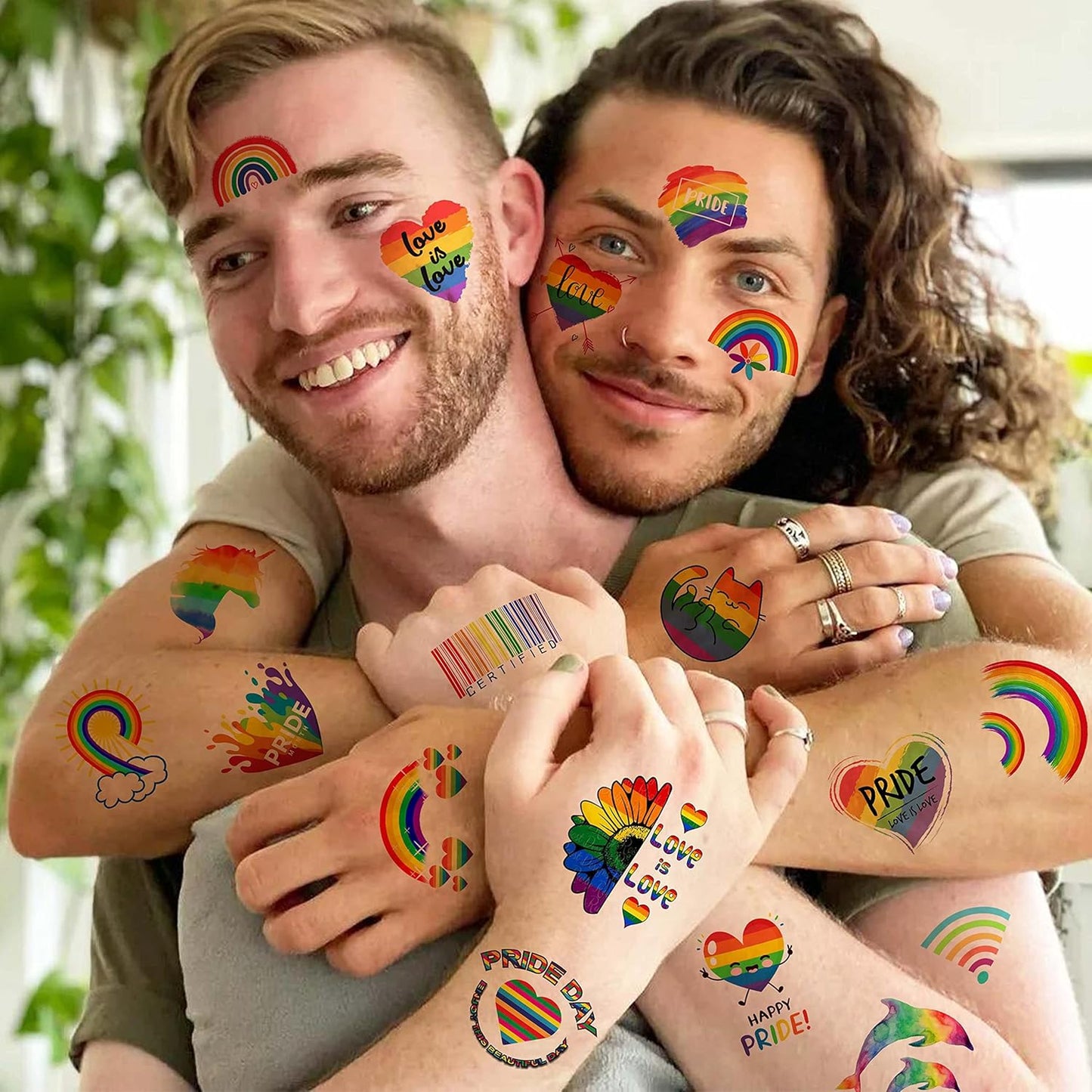 Rainbow Temporary Tattoos - 72 PCS LGBT Pride Face & Body Stickers | Colorful Rainbow Designs for Men & Women