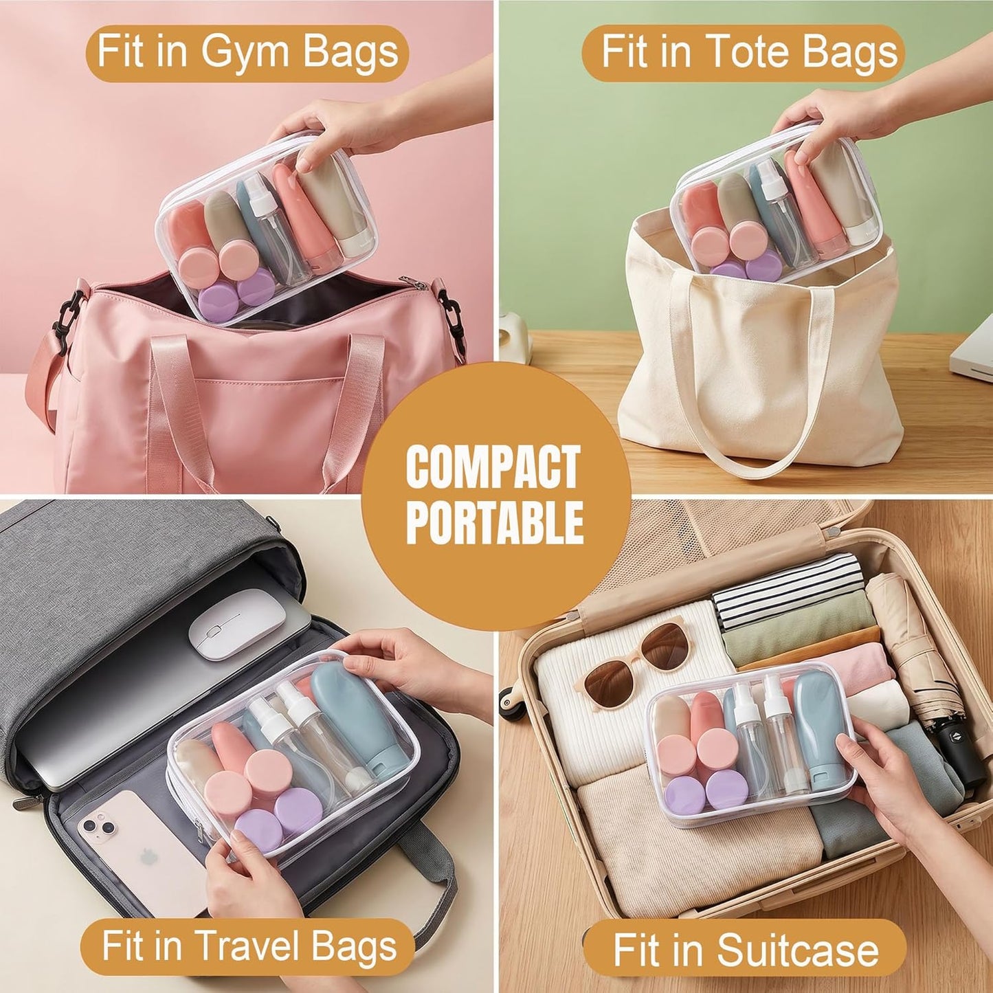 Travel Bottles Set - 20 Pack TSA Approved Leak Proof Containers | Refillable Toiletry Kit for Shampoo, Conditioner, Lotion (Multicolor)