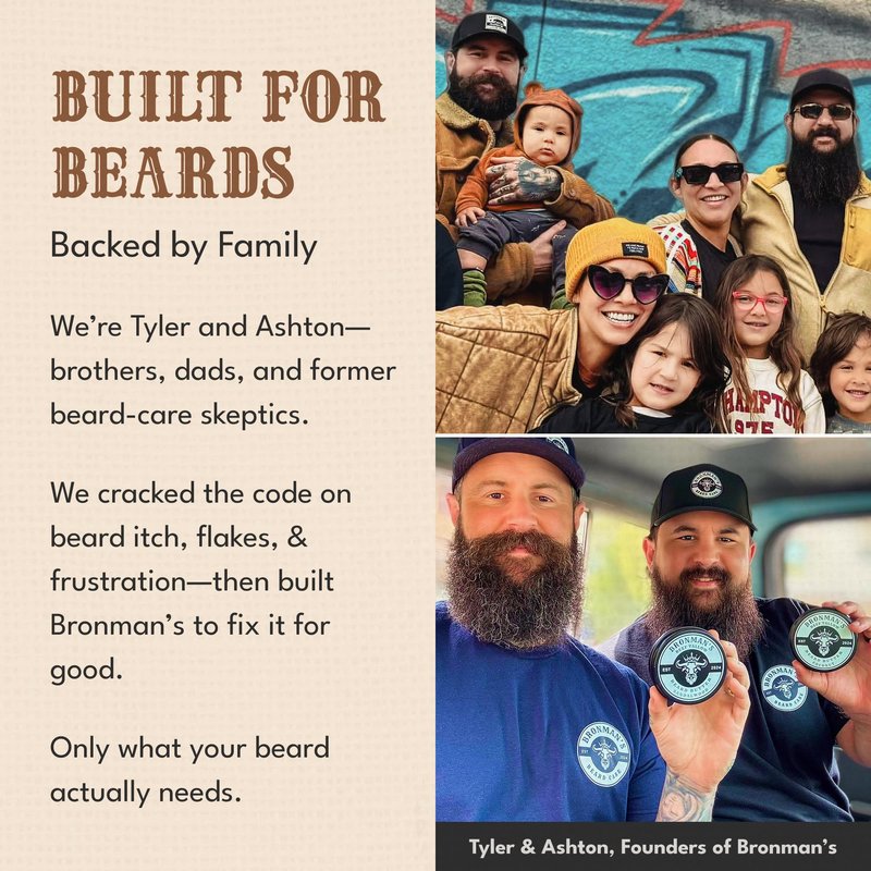 Bronmans Beef Tallow Beard Butter for Men - 4oz - Hydrating Coconut Beard and Skin Balm with Shea Butter - Deeply Moisturizing Tallow