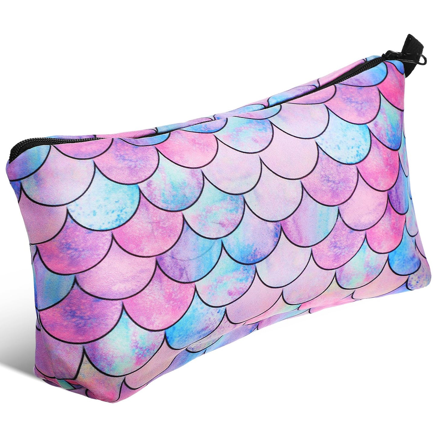 Mermaid Makeup Bag Travel Cosmetic Bag Zipper Pouch Women Cosmetic Organizer for Brushes Toiletry Makeup Pouch Storage Lightweight Wrist Strap 9.05 X 5.51 X 0.19 in