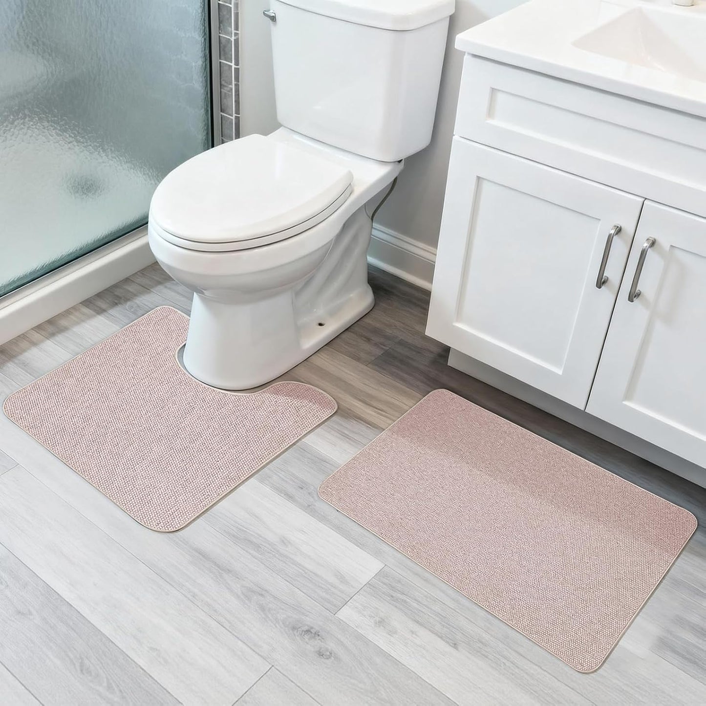 Ultra Thin Bath Mat - Non-Slip Rubber Bathroom Rug, Quick Dry & Absorbent | Grey, 1'5"x2'3" (17x27 Inch)