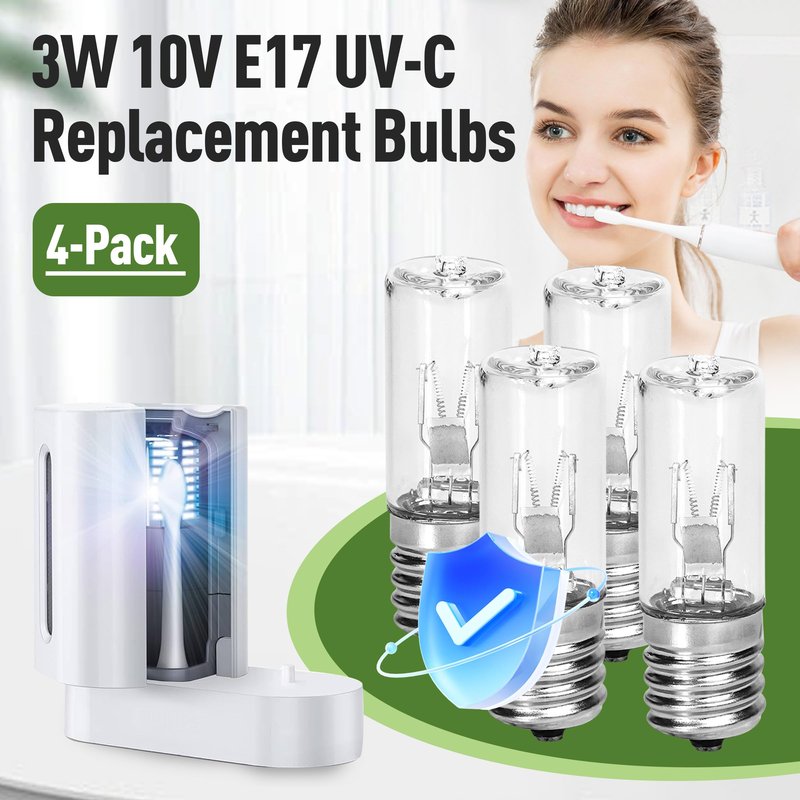 4-Pack 3W 10V E17 UV Replacement Bulbs, Compatible with Philips Sonicare HX6150 HX6160/D HX7990 Charger Base