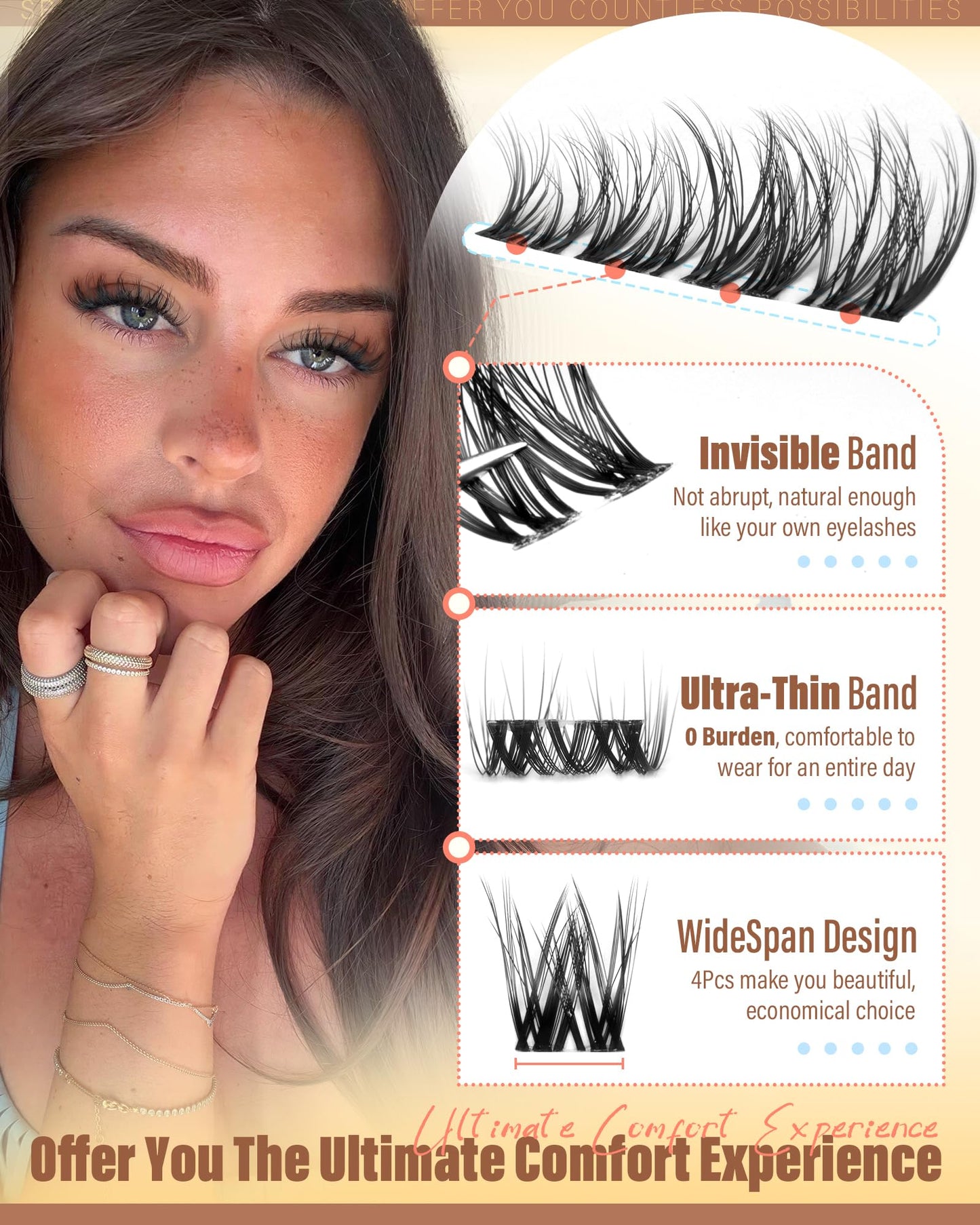 Spider Lashes Clusters Invisible Band Wispy Cluster Eyelash Extensions CD-Curly Fairy Breeze Eyelash Clusters Spider Lash Clusters Natural Cluster Lashes Wispy Individual Lashes 10-16MM by Zegaine