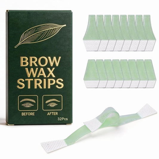 Precision Eyebrow Wax Strips - 32 Pcs Hair Removal Kit for Sensitive Skin | Easy At-Home Use for Upper Lip, Chin & Brows