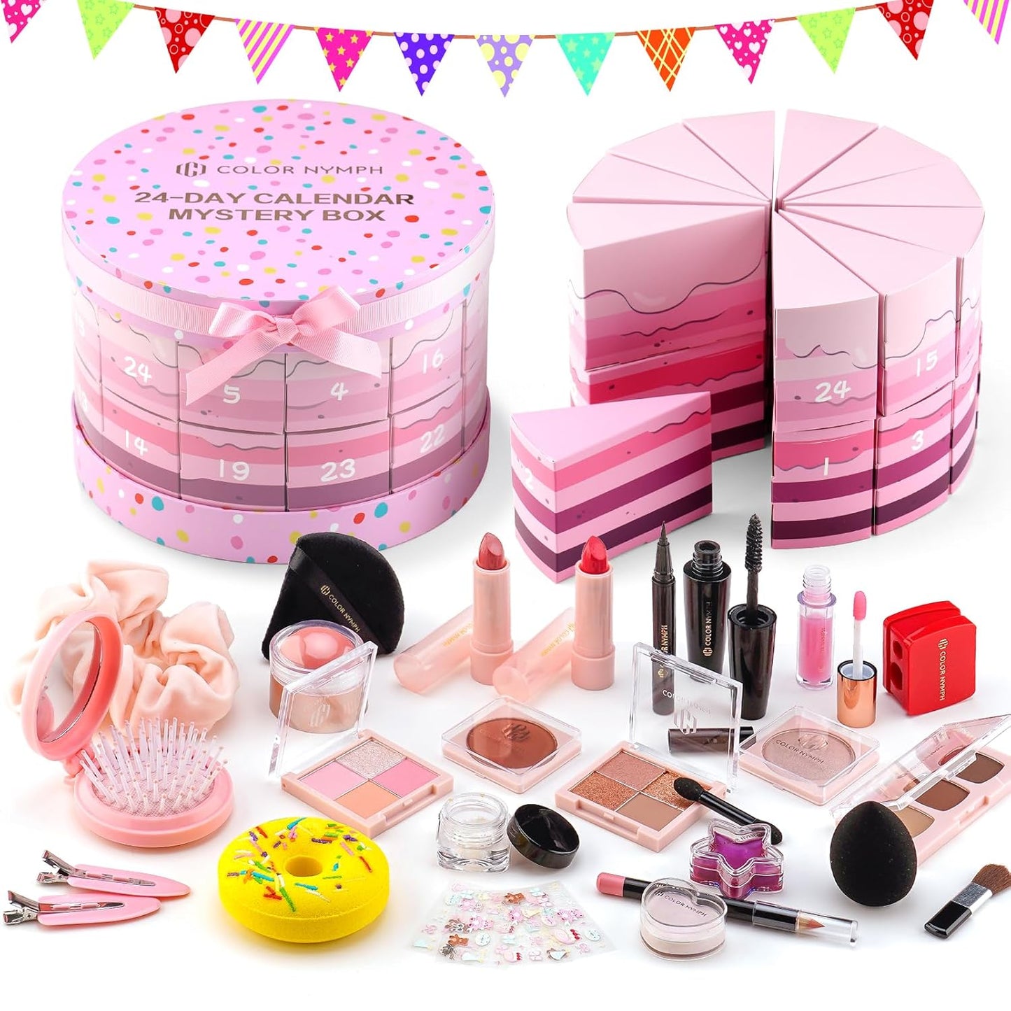 Multipurpose Makeup Kit for Teens | Non-Toxic Travel Set with Eyeshadows, Blush, Highlighter & Brushes - Gold Case