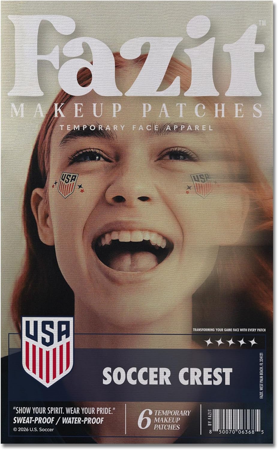 Soccer Face Stickers - Waterproof Glitter Makeup Patches for Game Day Glam | Red, Blue & Silver (6 Pack)