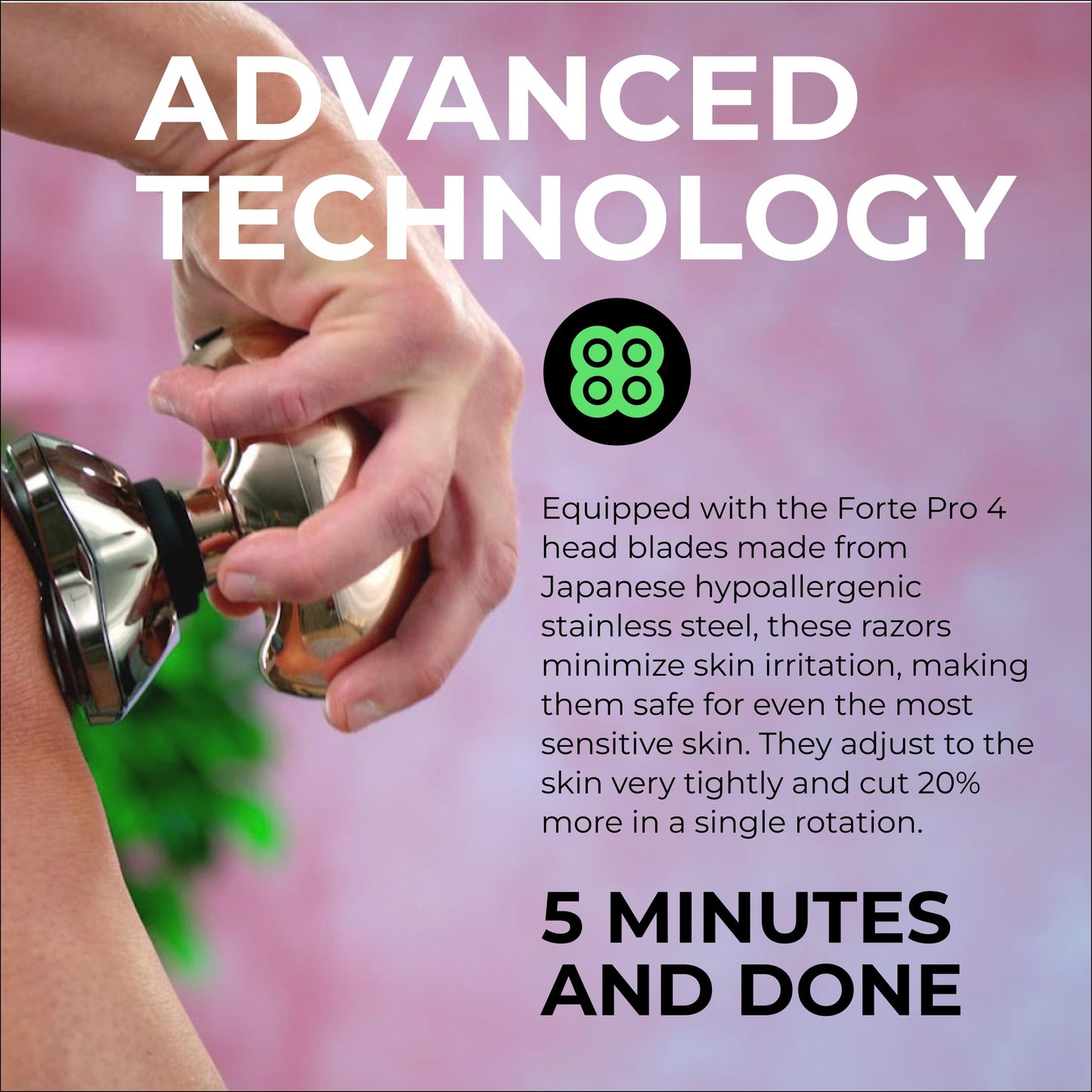 Skull Shaver Butterfly Kiss PRO - Women's Electric Shaver for Bikini Line, Legs & Body - Wet & Dry Use - Ergonomic, Hypoallergenic Blades - 60 Minutes Cordless Use - Rose Gold