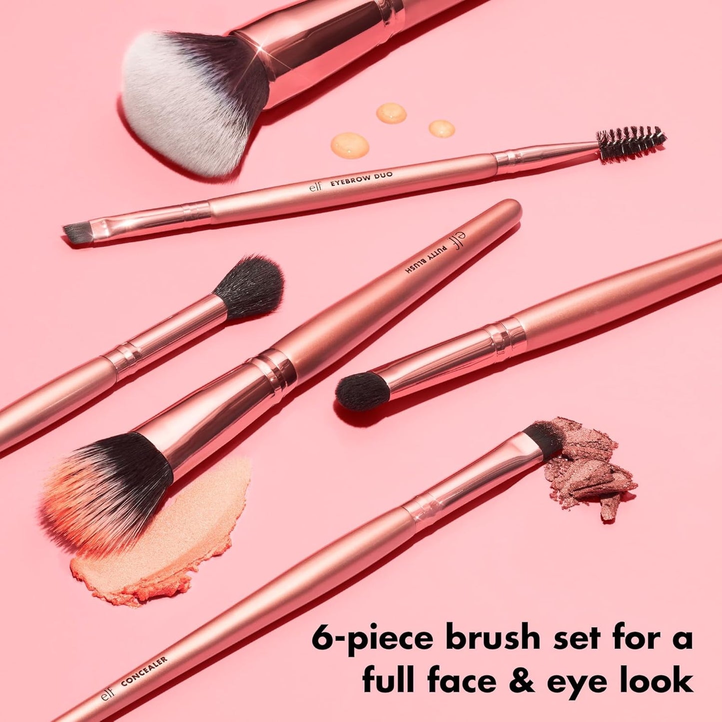 e.l.f. Flawless Face Kit - 6-Piece Vegan Brush Collection for Face, Eyes & Brows | Cruelty-Free