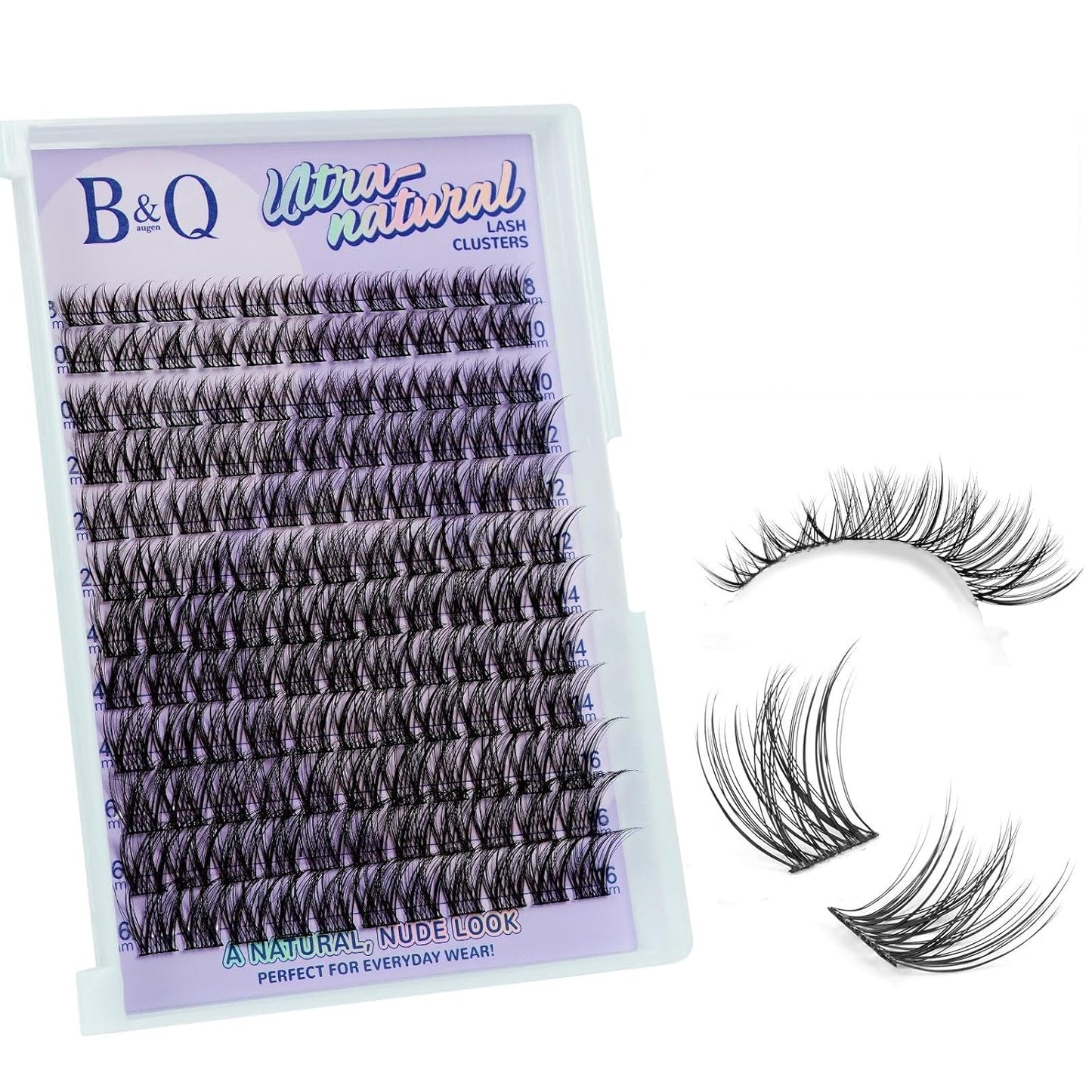 Eyelash Extension Kit - 10-18mm D Curl Lash Clusters with Bottom Lashes | DIY Bond & Seal Applicator