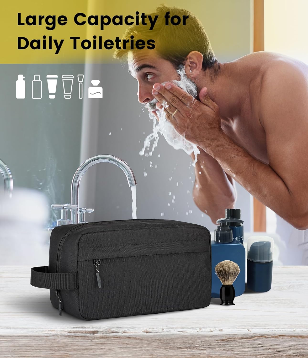 Travel Toiletry Bag for Men - Water Resistant Hanging Organizer | Durable & Spacious Design