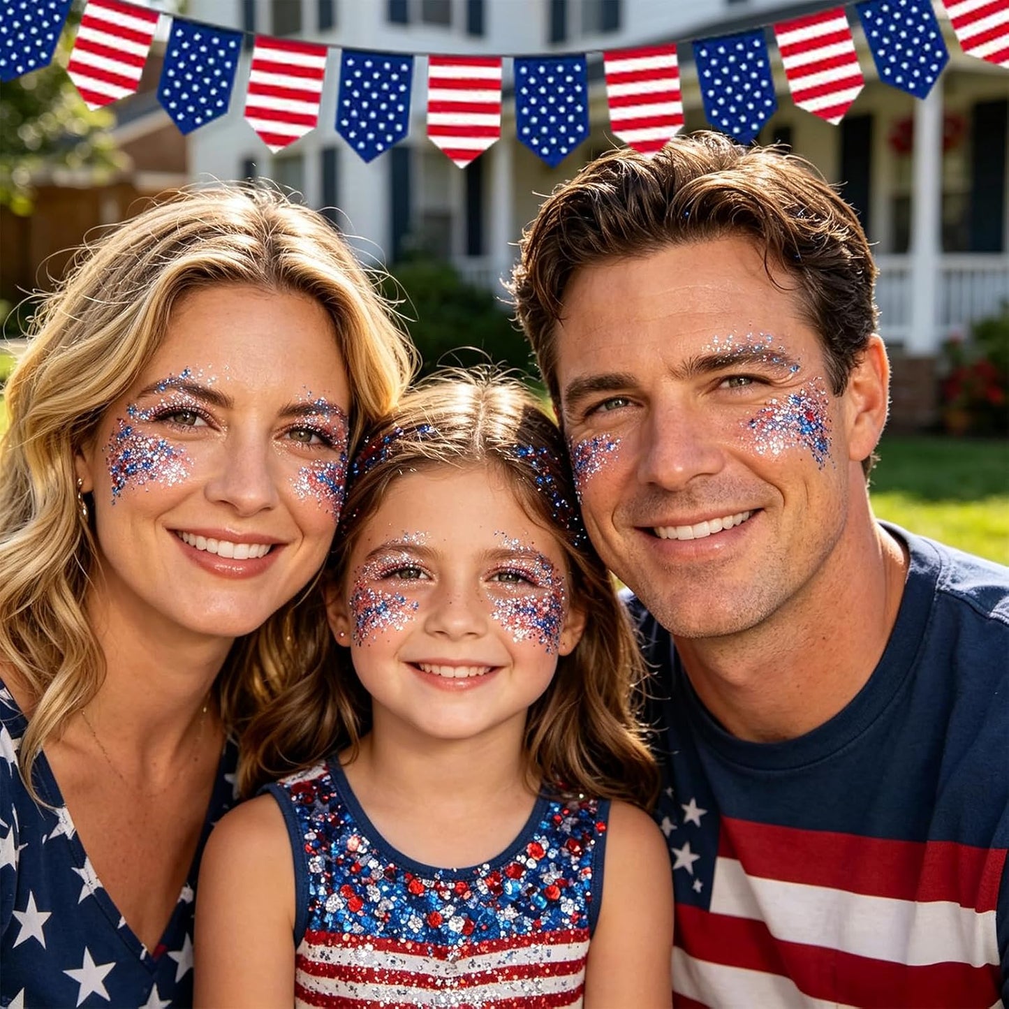 Patriotic Hair Glitter - 4th of July Glitter Stick for Face & Body | Red, Blue & White