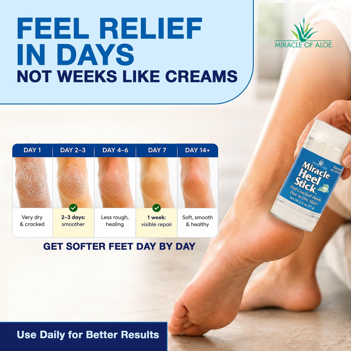Heel Balm for Dry Cracked Feet - Miracle Heel Stick with Gel Socks - Moisturizes & Relieves Hard, Cracked Heels - Silicone Gel Infused Socks, Breathable & Washable - One Size Fits All